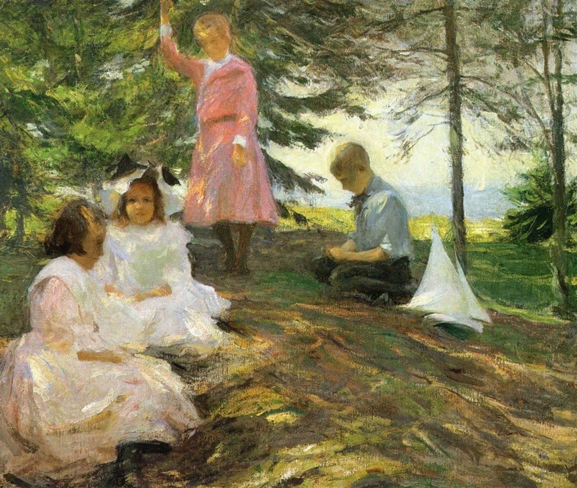 Four Children at North Haven by Frank W. Benson