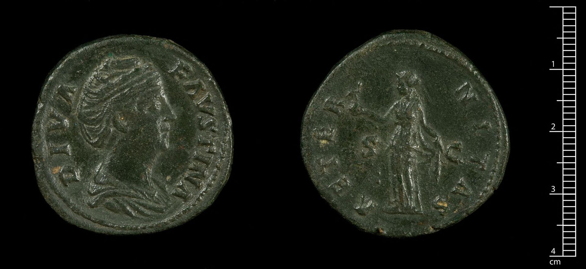 Sestertius of Antoninus Pius struck for his wife Faustina I, Rome by Antoninus Pius