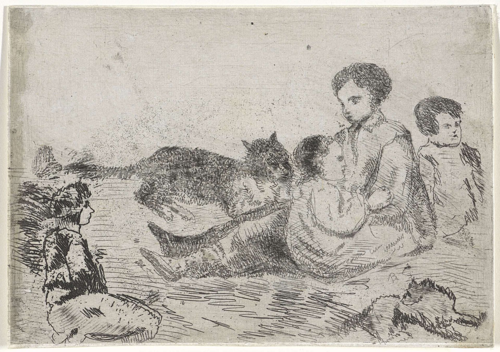 Kinderen met een poes by Arnoud Schaepkens
