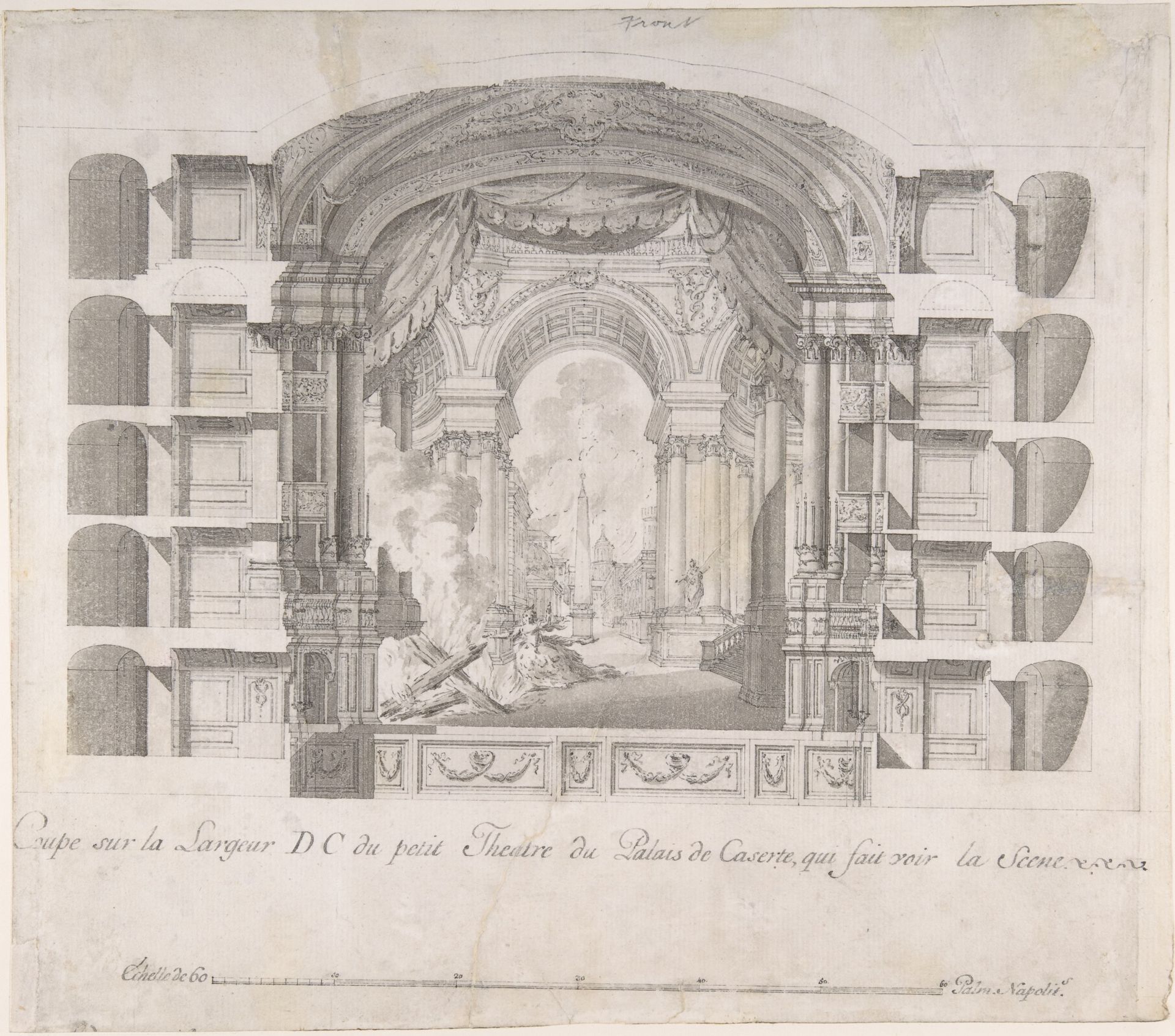 Transverse Section of the Small Theater at the Palace of Caserta, with a View of a Stage Design by Luigi Vanvitelli