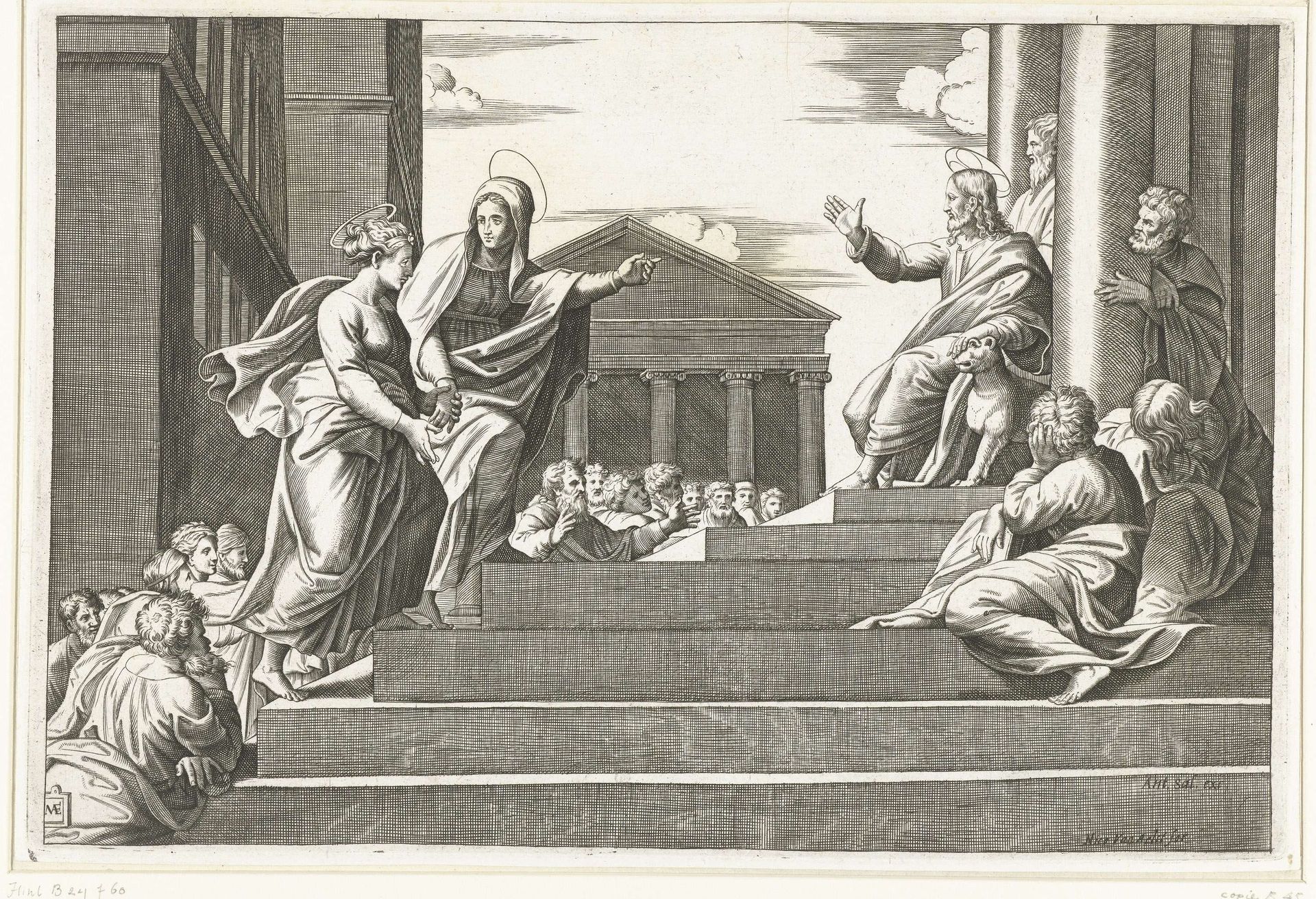 Marta leidt Maria Magdalena naar prekende Christus by Anonymous
