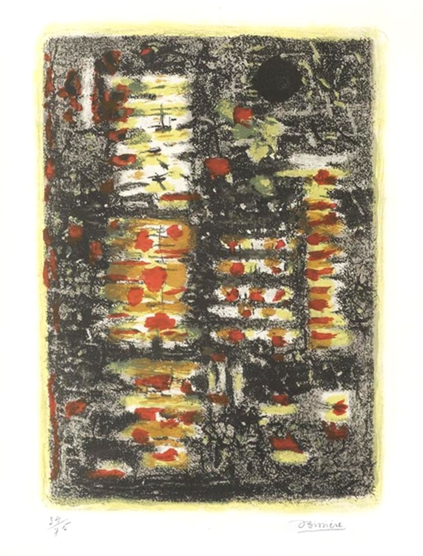 Yellow and black composition by Roger Bissière