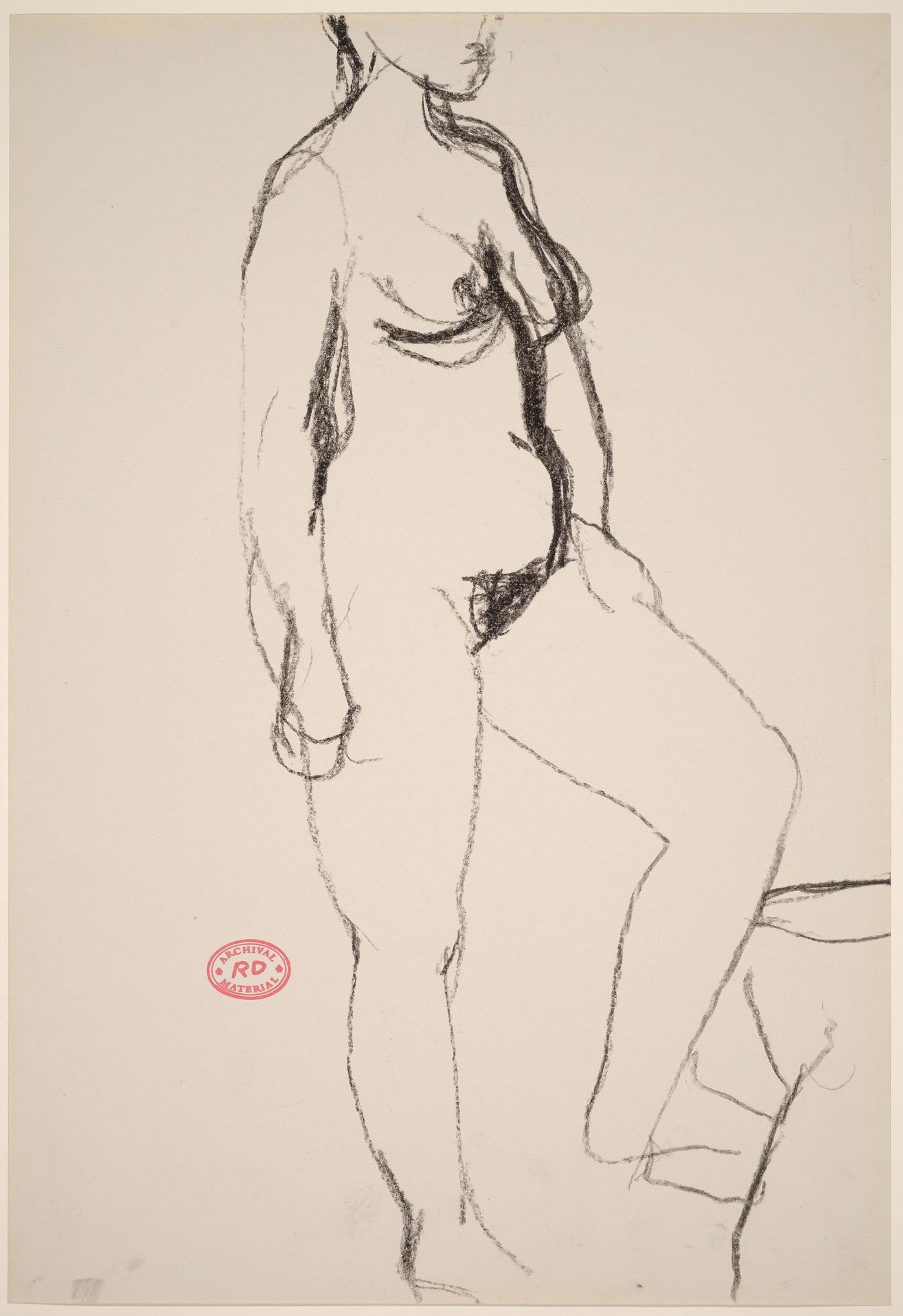 Untitled [female nude stepping up] by Richard Diebenkorn