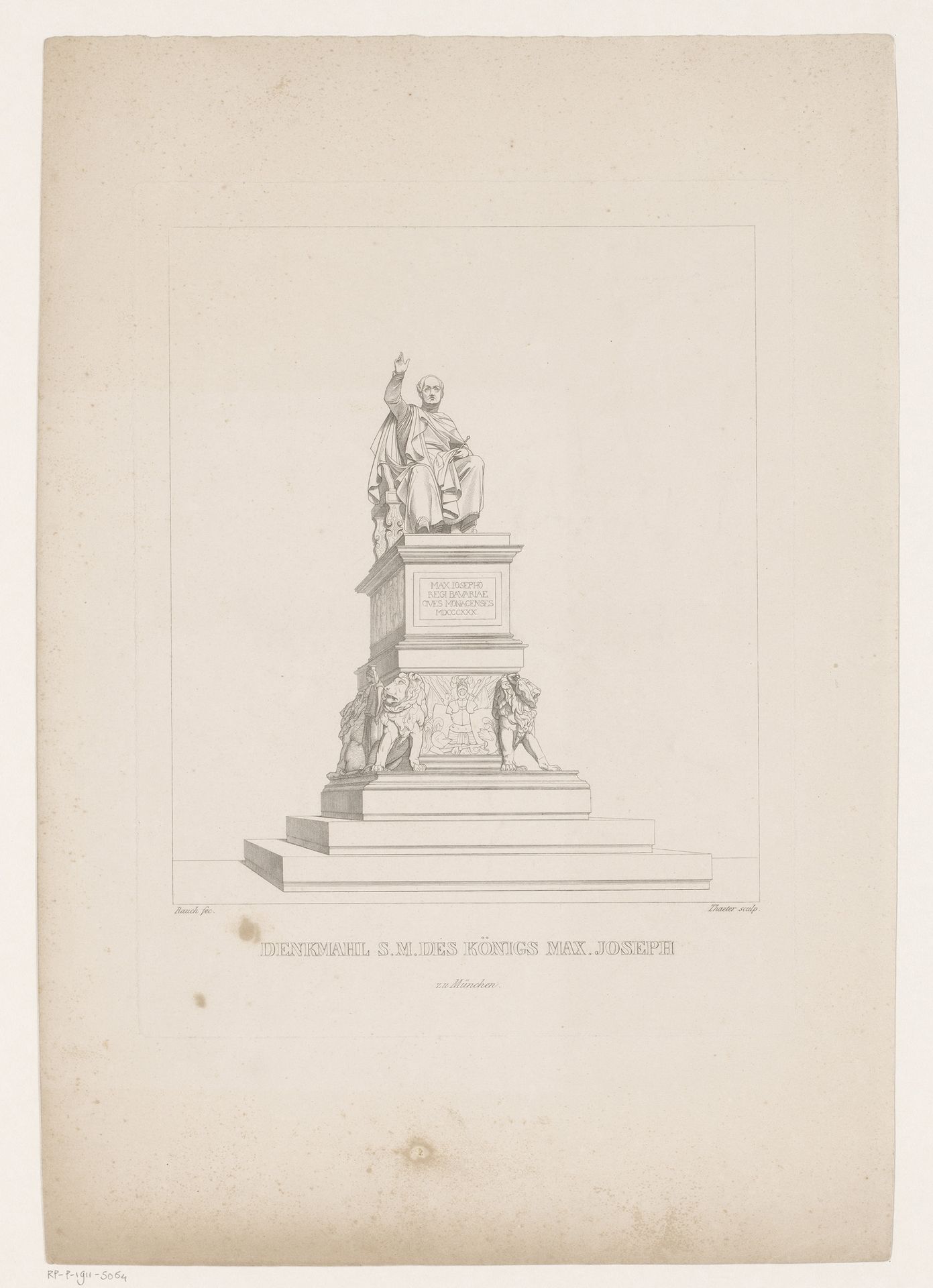 Monument voor Maximiliaan I Jozef, koning van Beieren by Julius Cäsar Thäter
