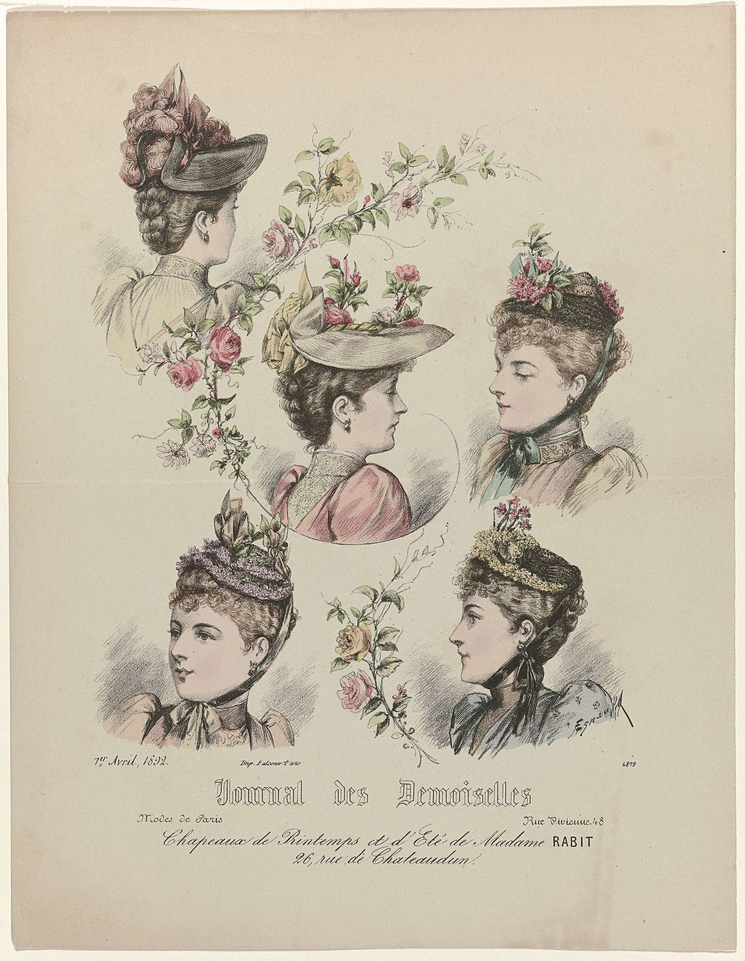 Journal des Demoiselles, 1 avril 1892, No. 4879 : Chapeaux de Printemps (...) by Anonymous