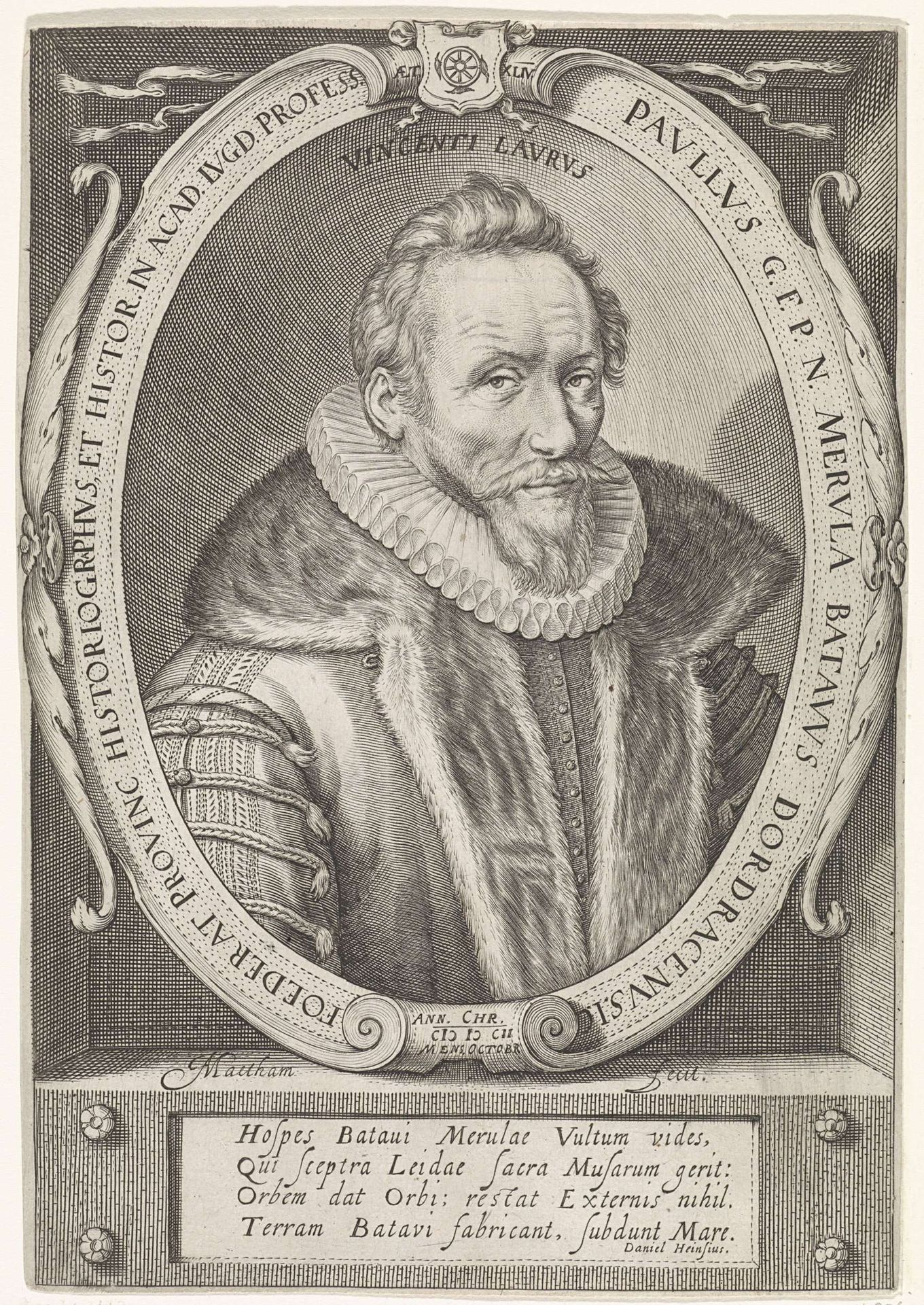 Portret van Paulus Merula by Jacob Matham
