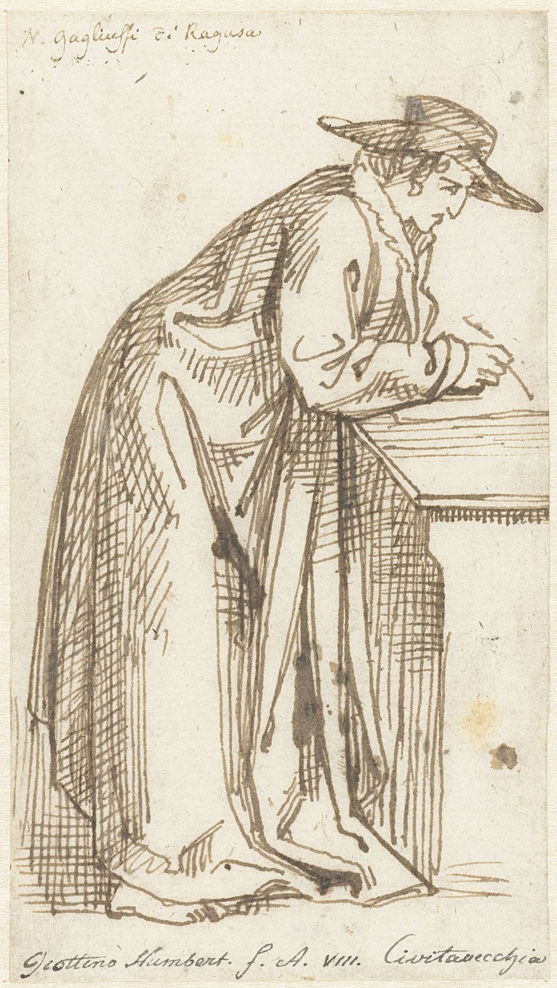 Staande, schrijvende man by David-Pierre Giottino Humbert de Superville