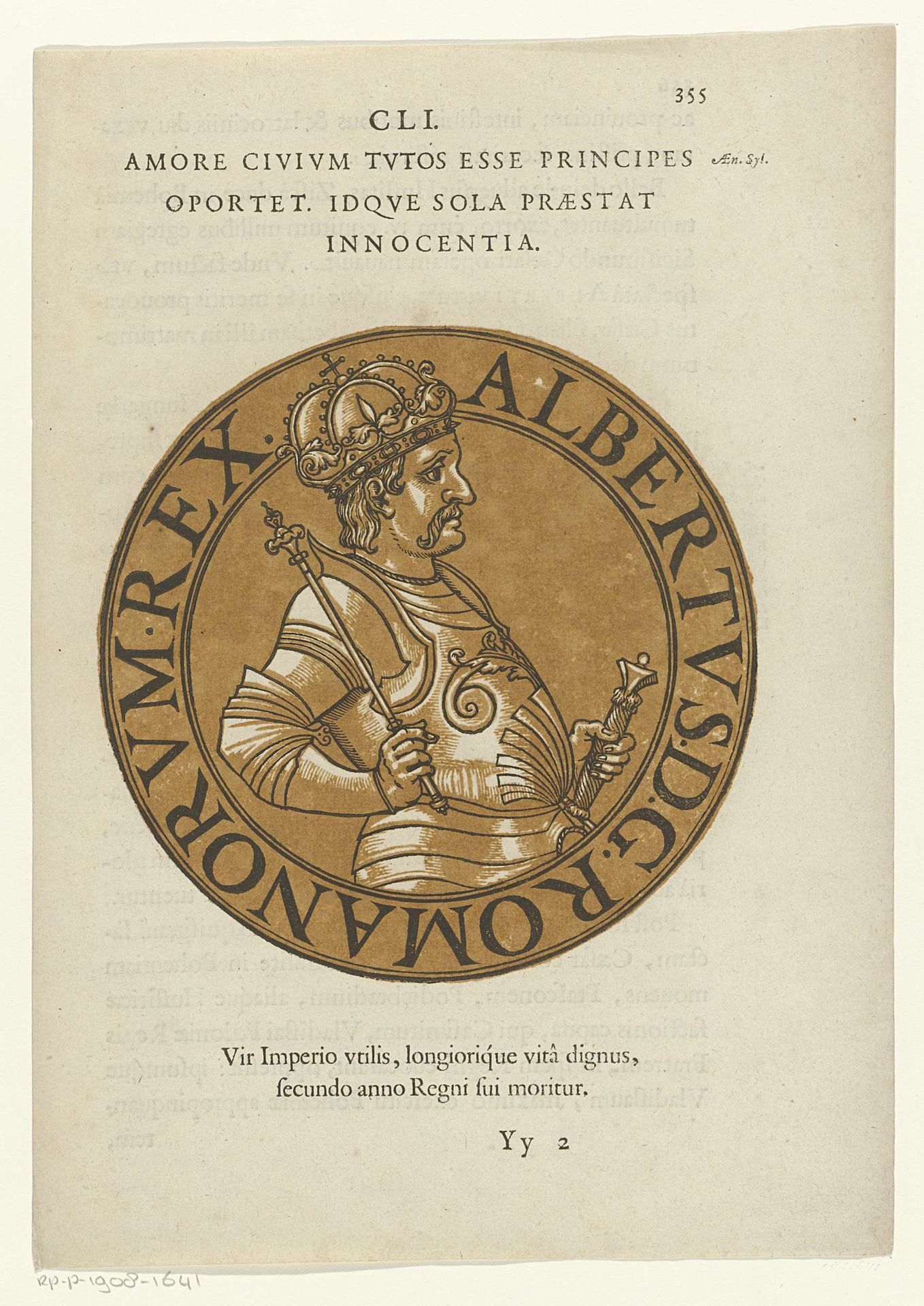 Medaillon met een portret van keizer Albert II by Christoffel Jegher