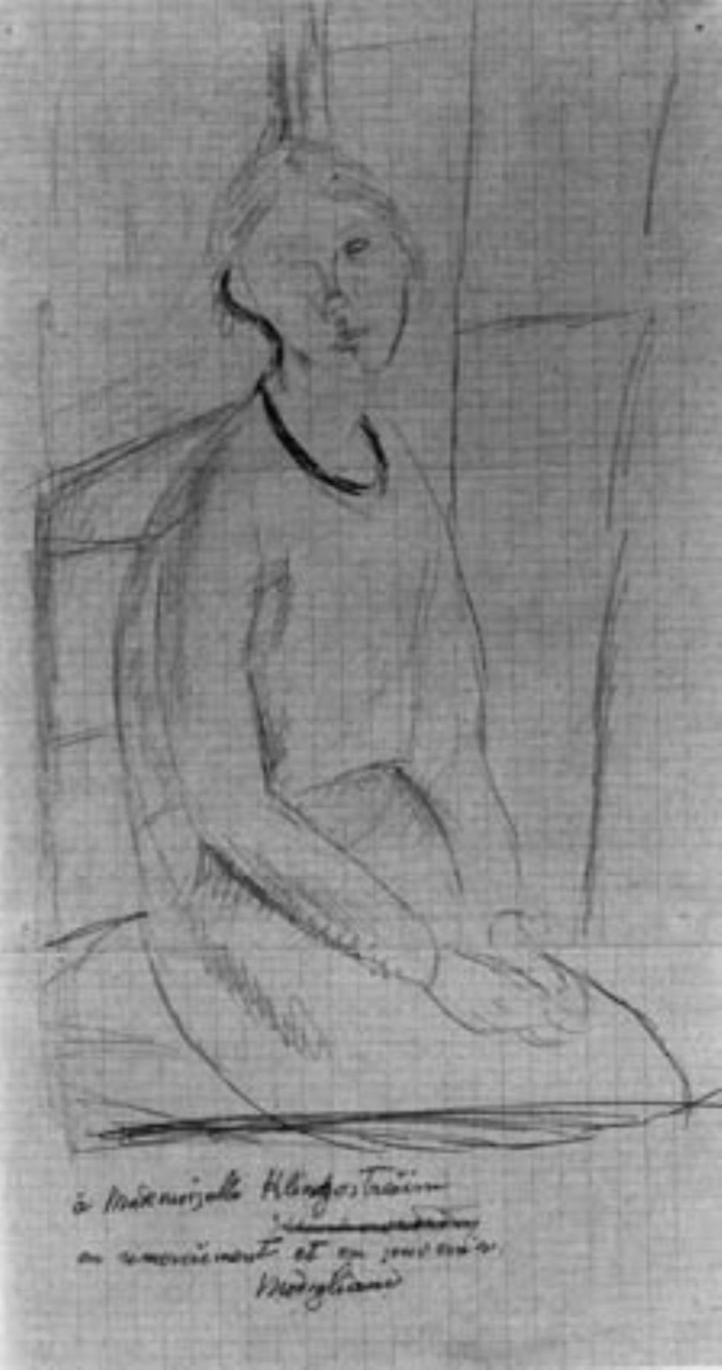 Portræt af en siddende ung pige med hænderne i skødet. Annie Bjarne by Amedeo Modigliani