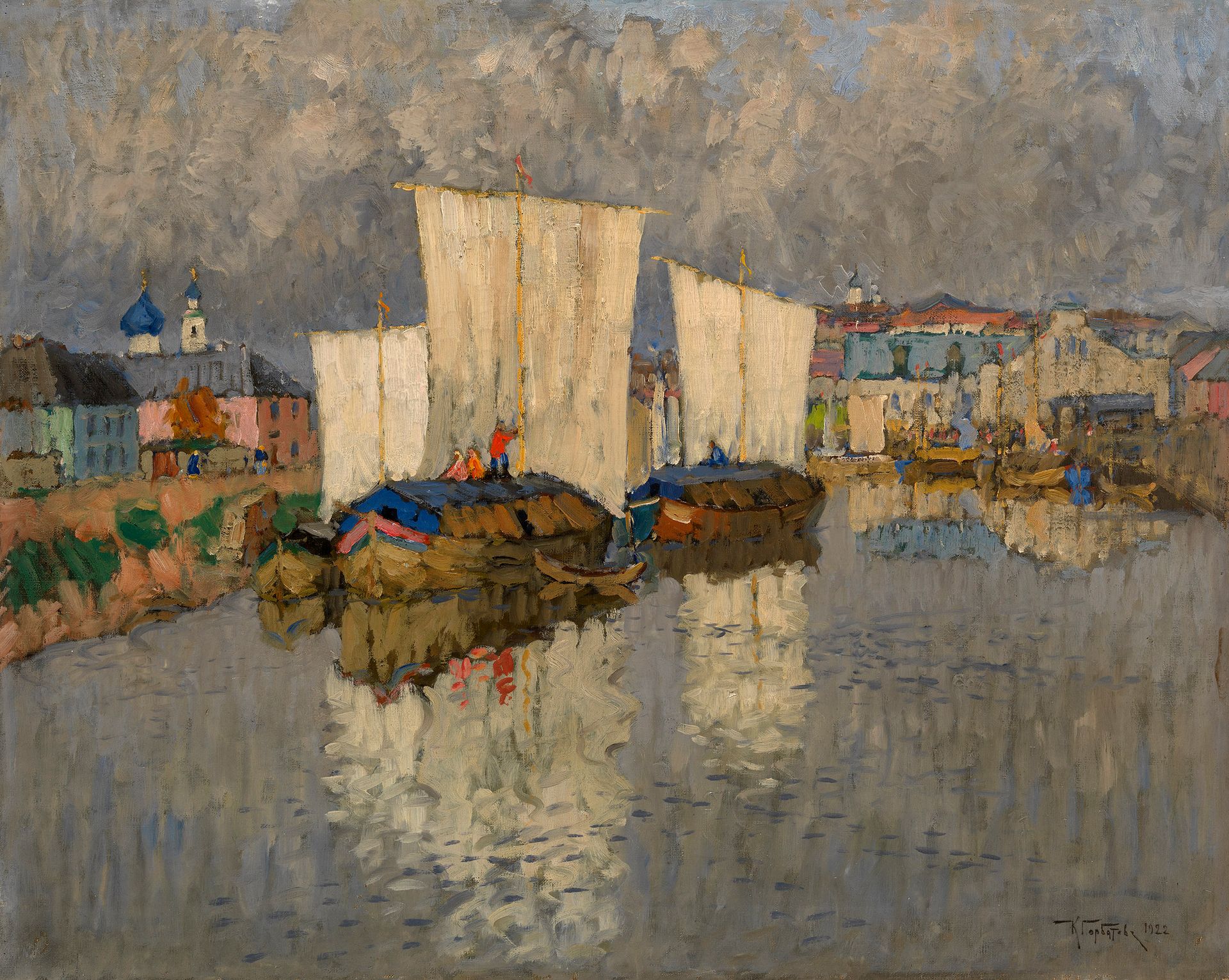 Boats by the River Bank by Konstantin Gorbatov