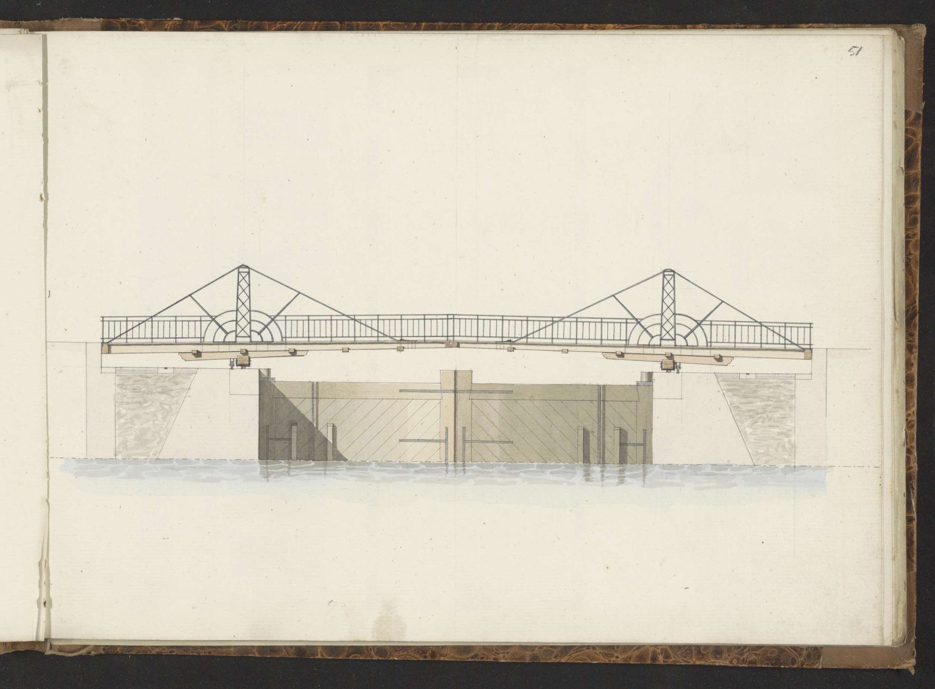 Brug over een sluis by Willem Springer jr.