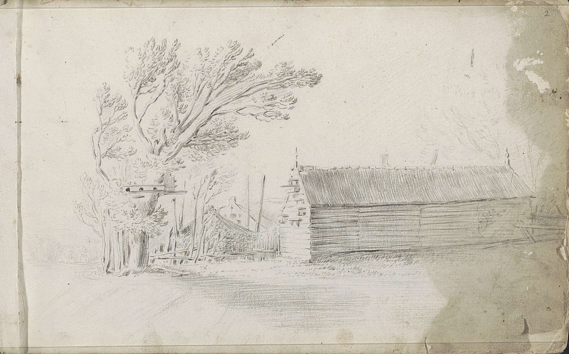 Boerderij met een schuur en hooimijt by Pieter Moninckx