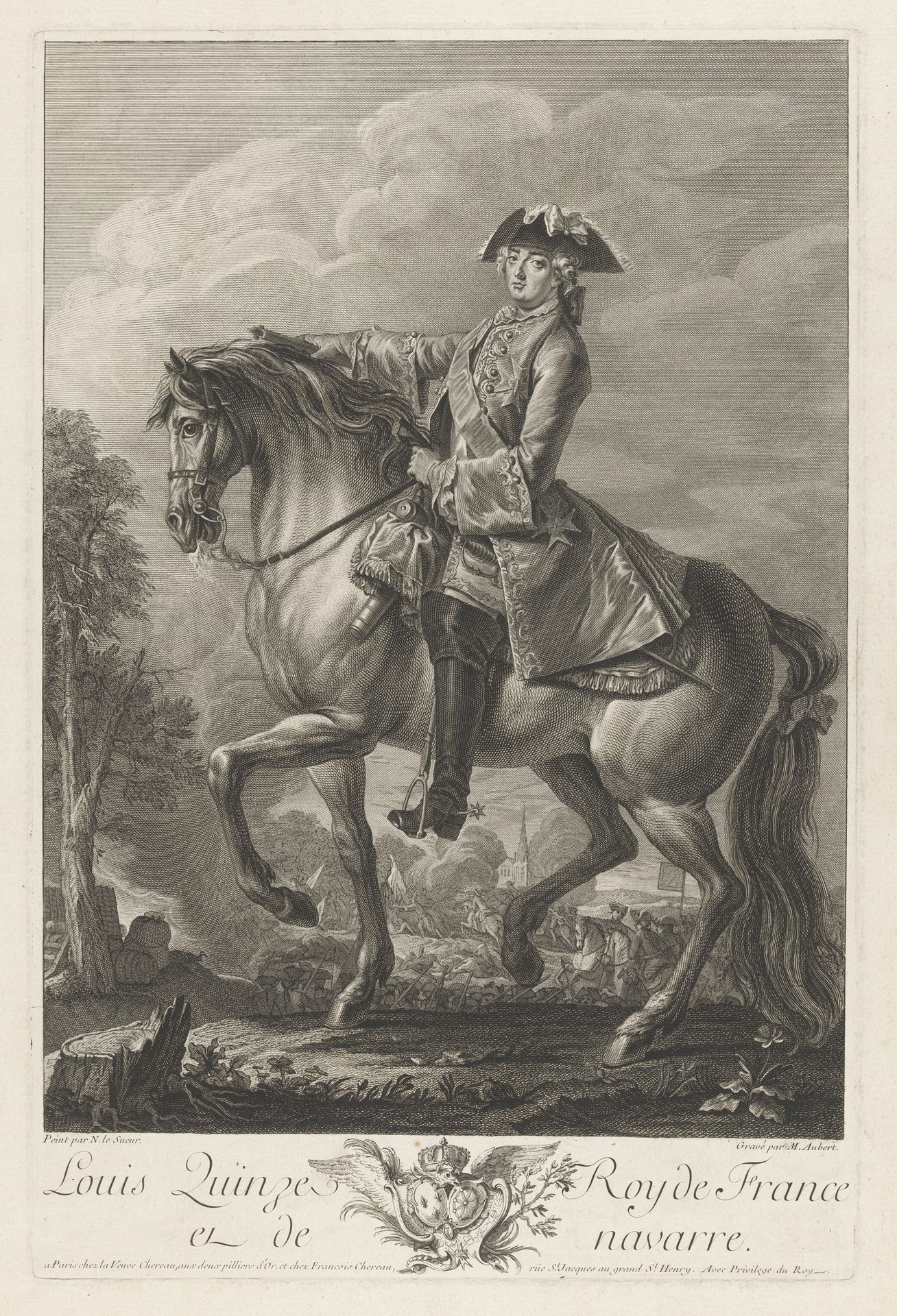 Ruiterportret van Louis XV, koning van Frankrijk en Navarra by Michel Aubert