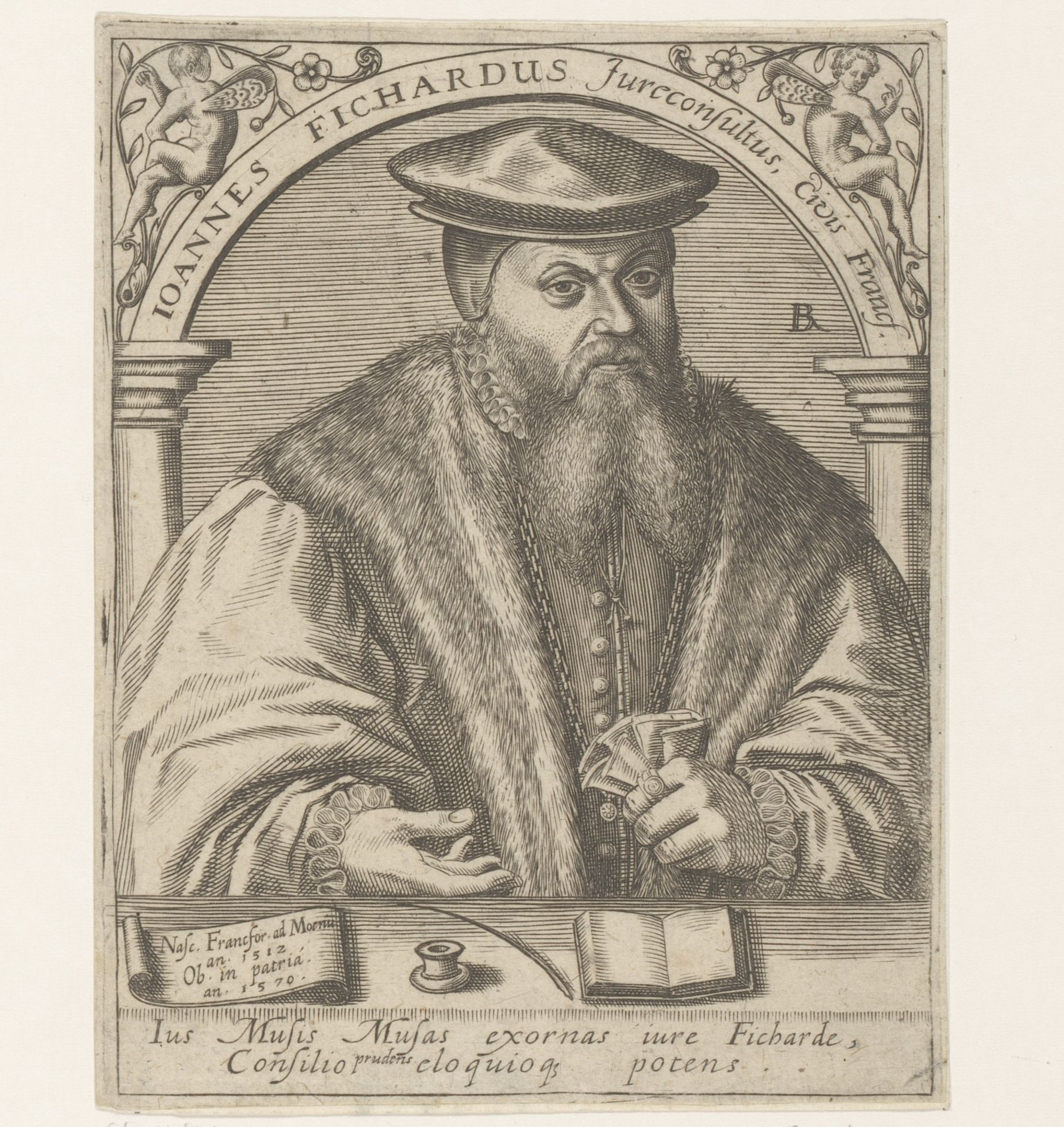 Portret van Johann Fichard by Robert Boissard