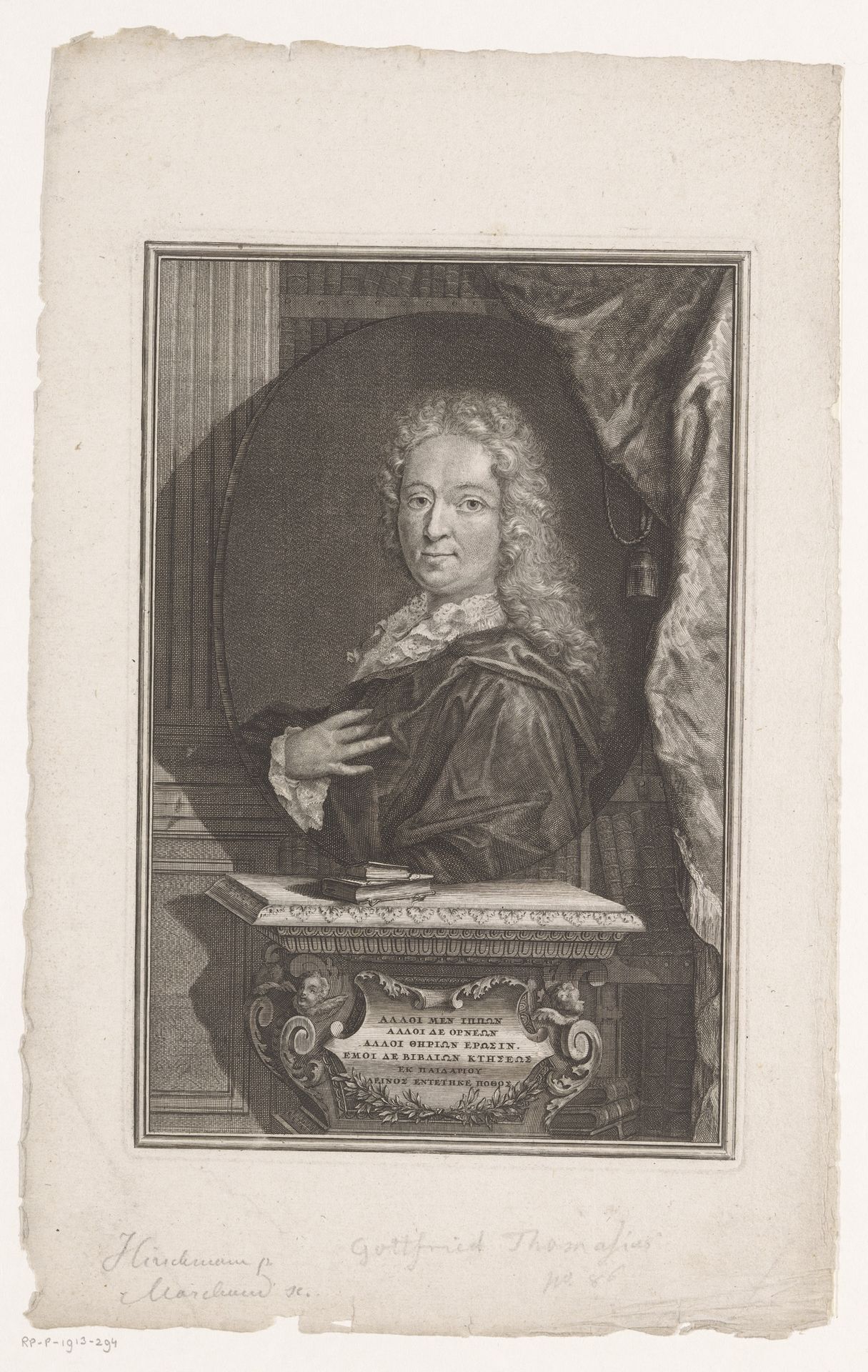 Portret van Gottfried Thomasius by Johann Christian Marchand