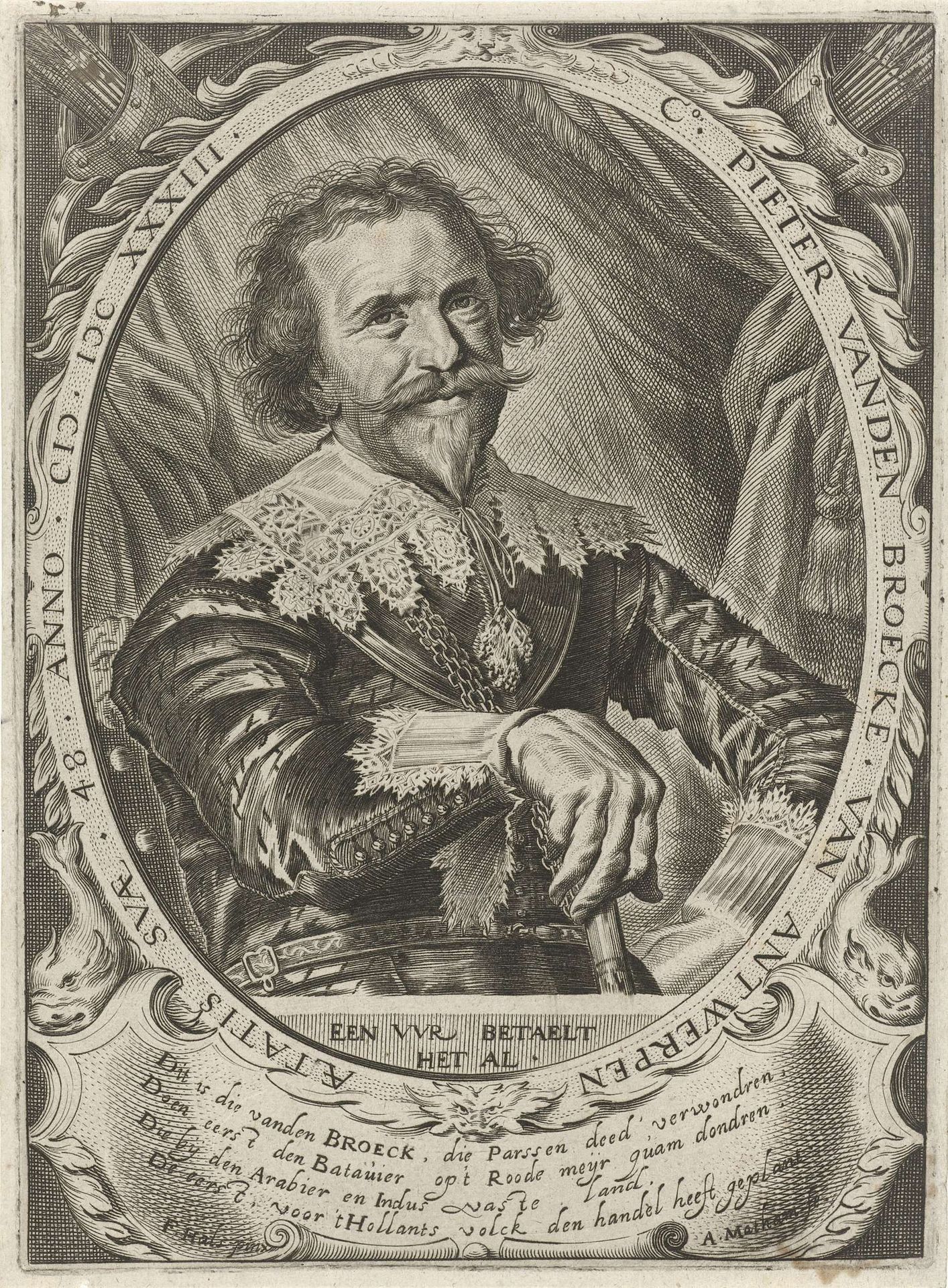 Portret van Pieter van den Broecke by Adriaen Matham