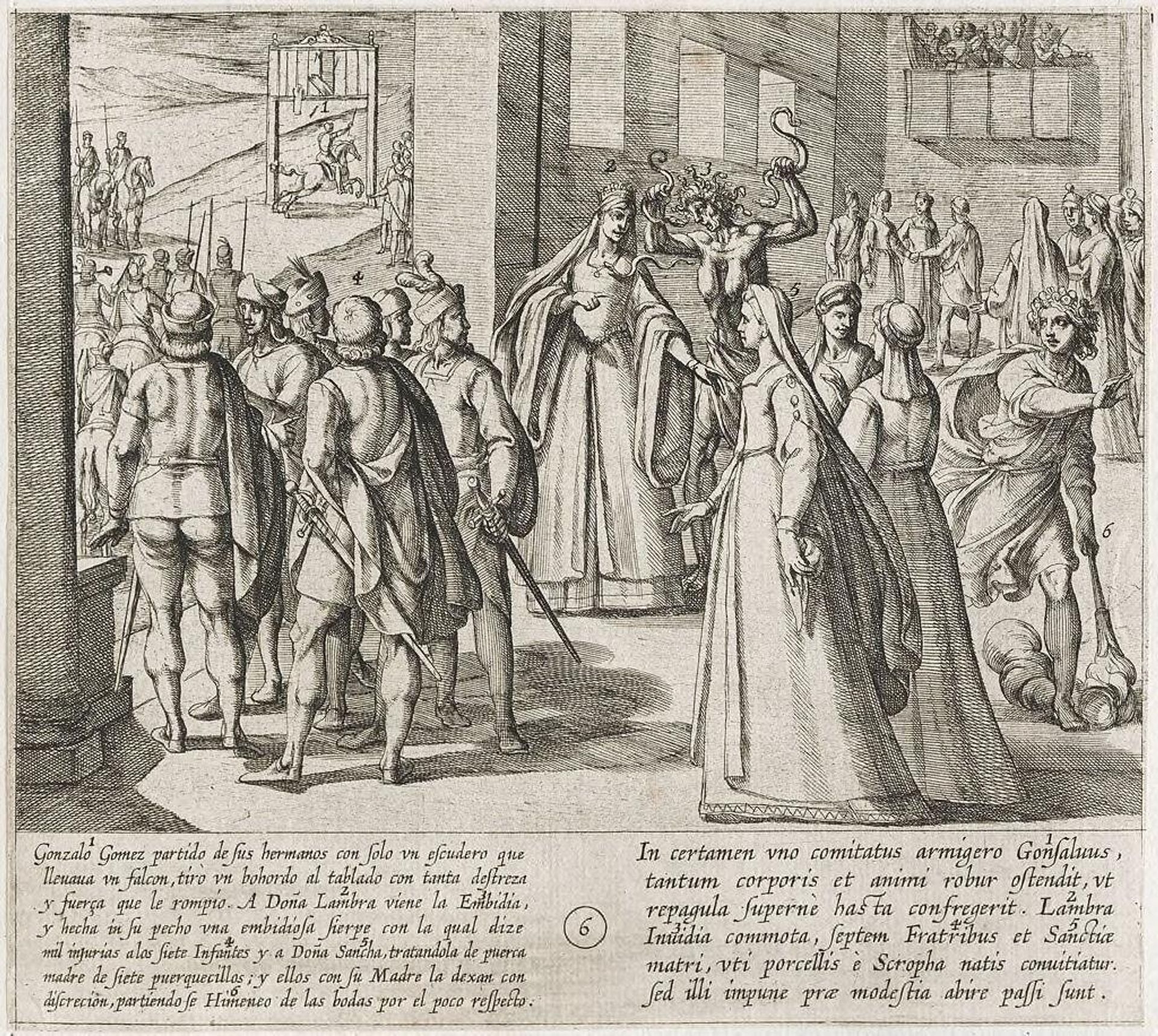The Infante Gonzalo Gomez Excels at the Game and Dona Lambra Insults the Infants and Their Mother by Antonio Tempesta