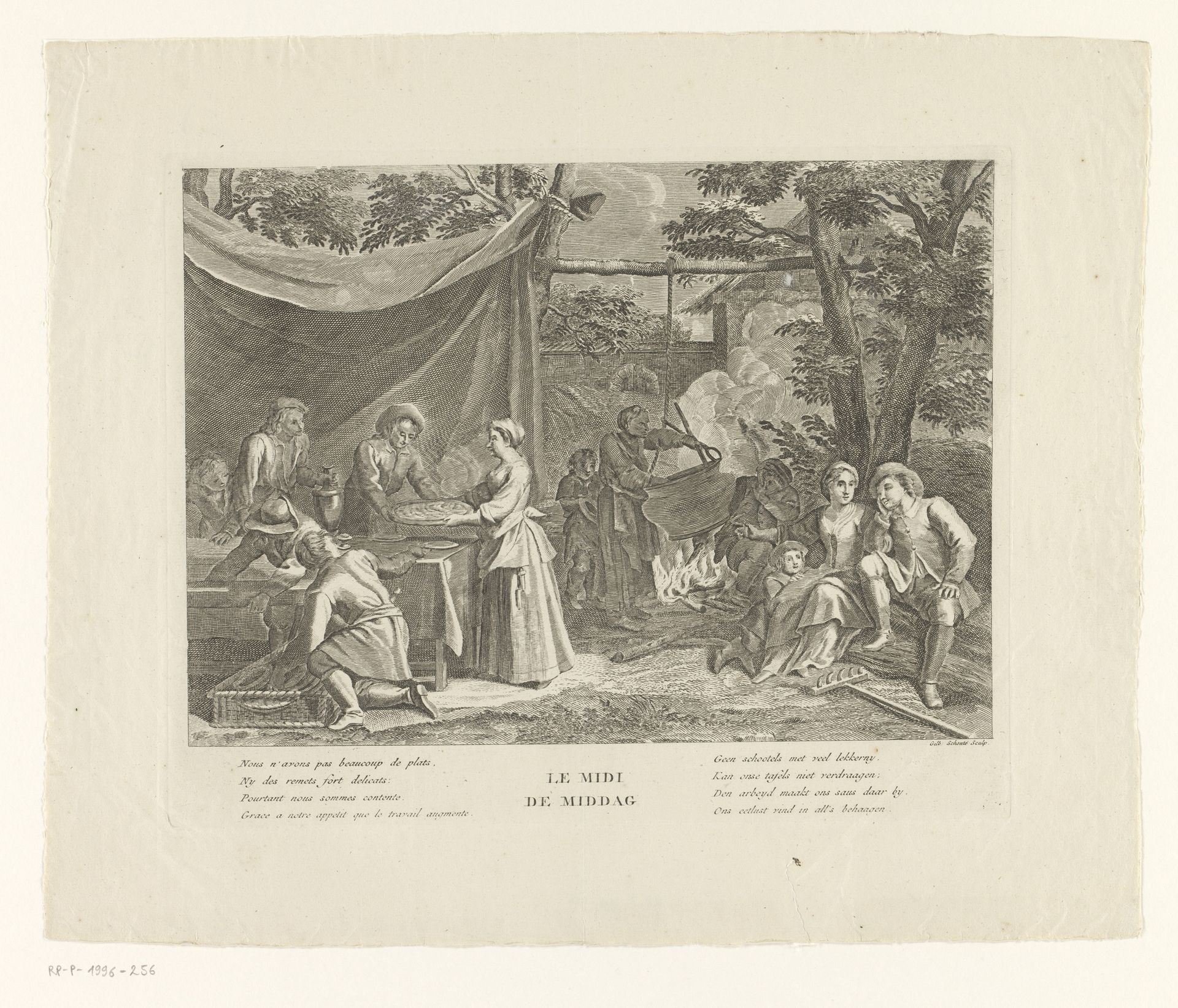 Verschillende figuren lunchen in de buitenlucht by Gilbert Schouten