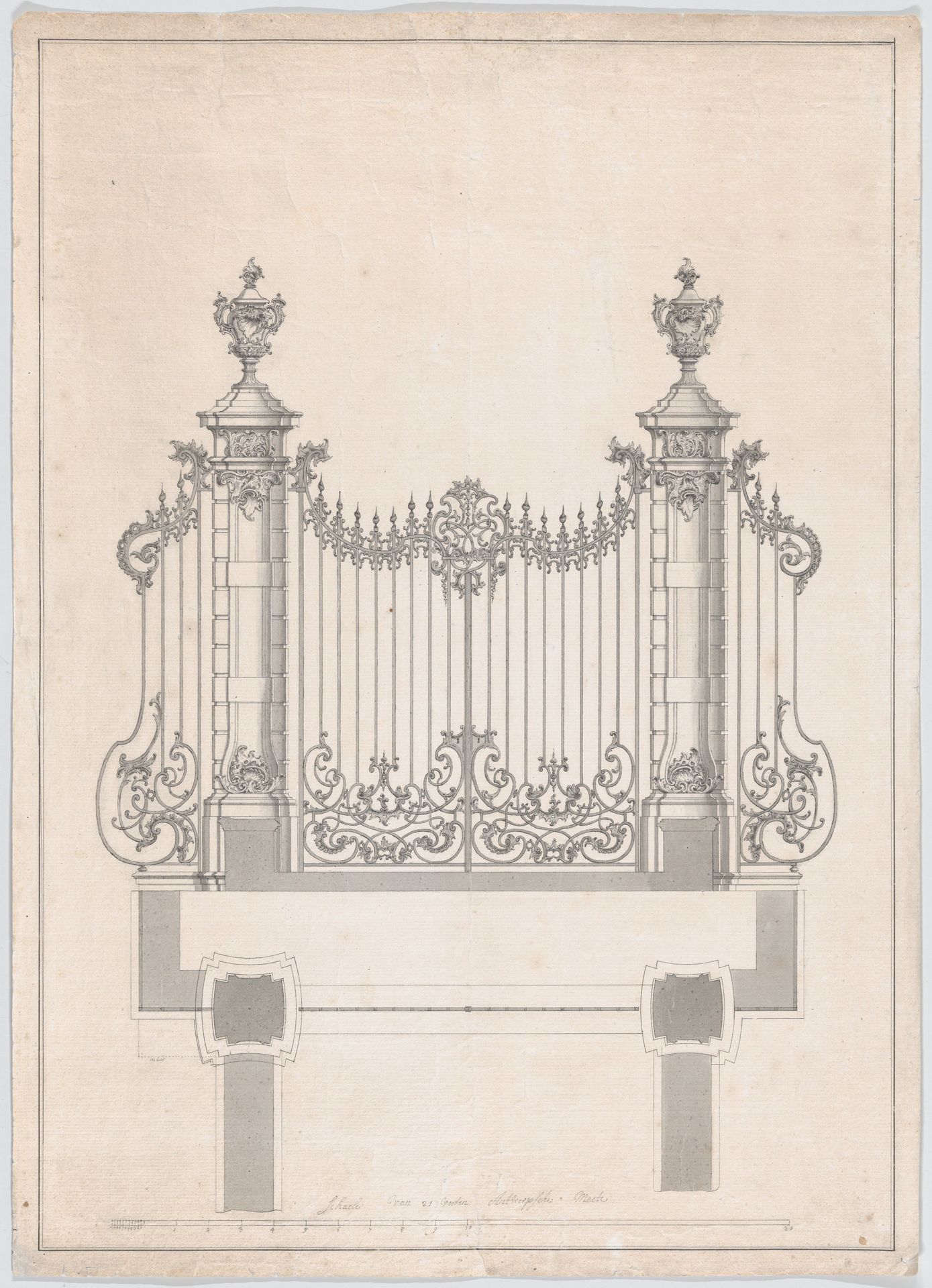 Design for the Cast Iron Gate of Castle ‘s-Gravenwezel (Belgium) by Jan Pieter van Baurscheidt the Younger