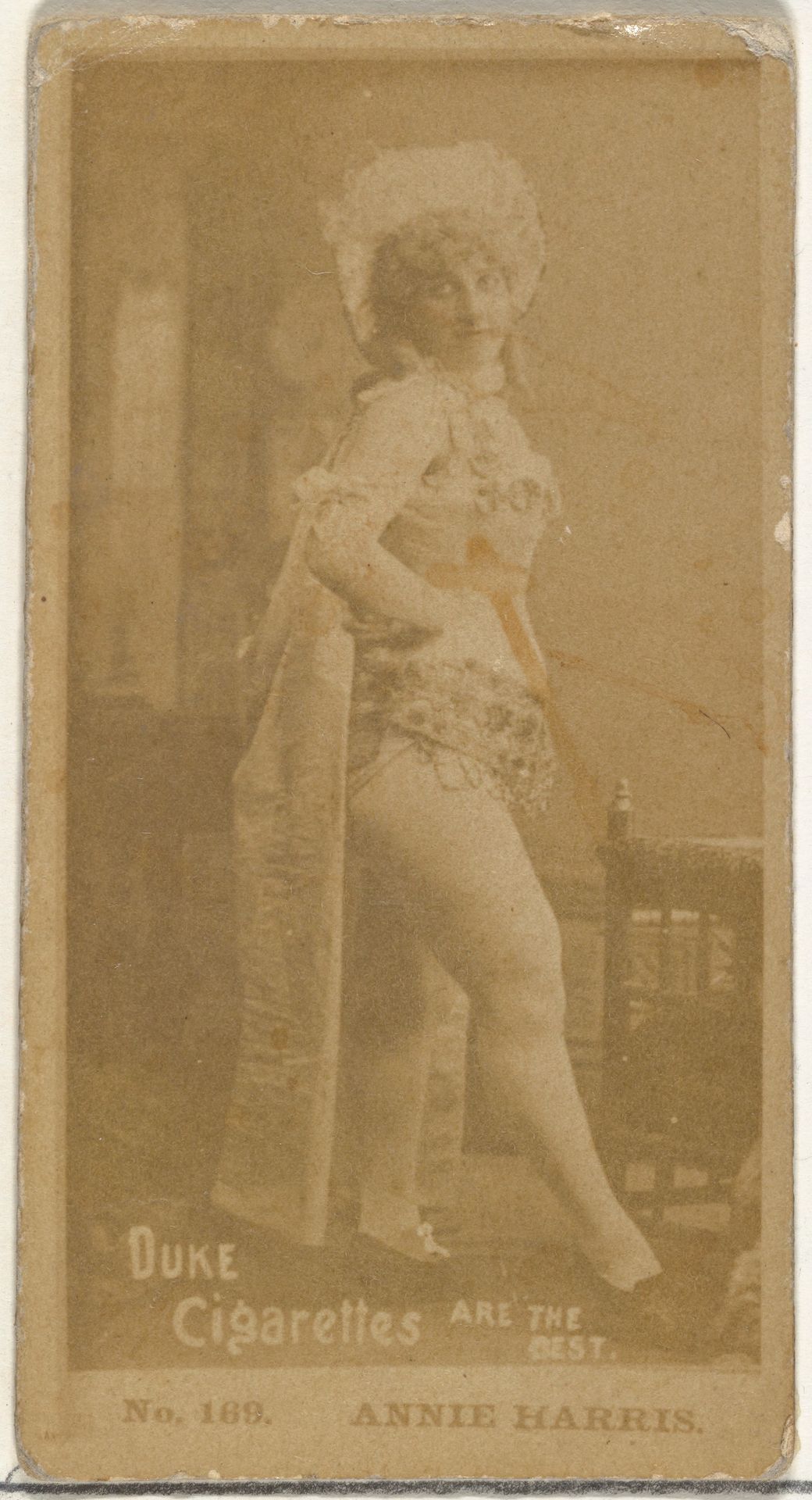 Card Number 169, Annie Harris, from the Actors and Actresses series (N145-6) issued by Duke Sons & Co. to promote Duke Cigarettes by W. Duke, Sons & Co.