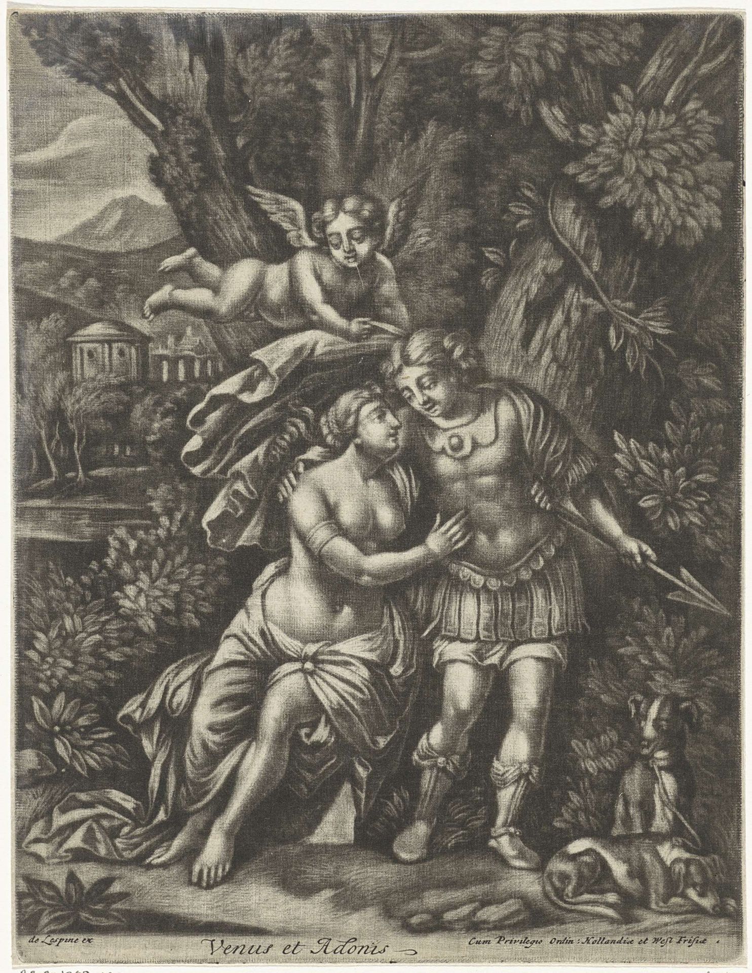 Venus weerhoudt Adonis van de jacht by Jan van Somer