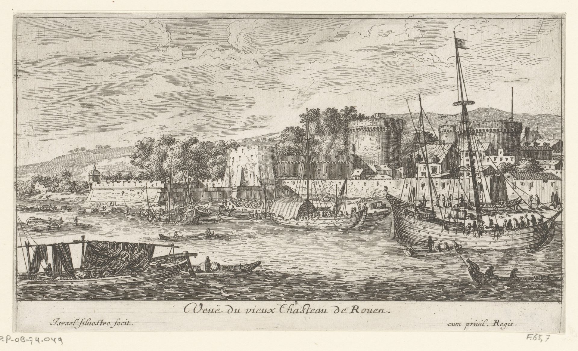 Gezicht op het oude kasteel van Rouen by Israel Silvestre