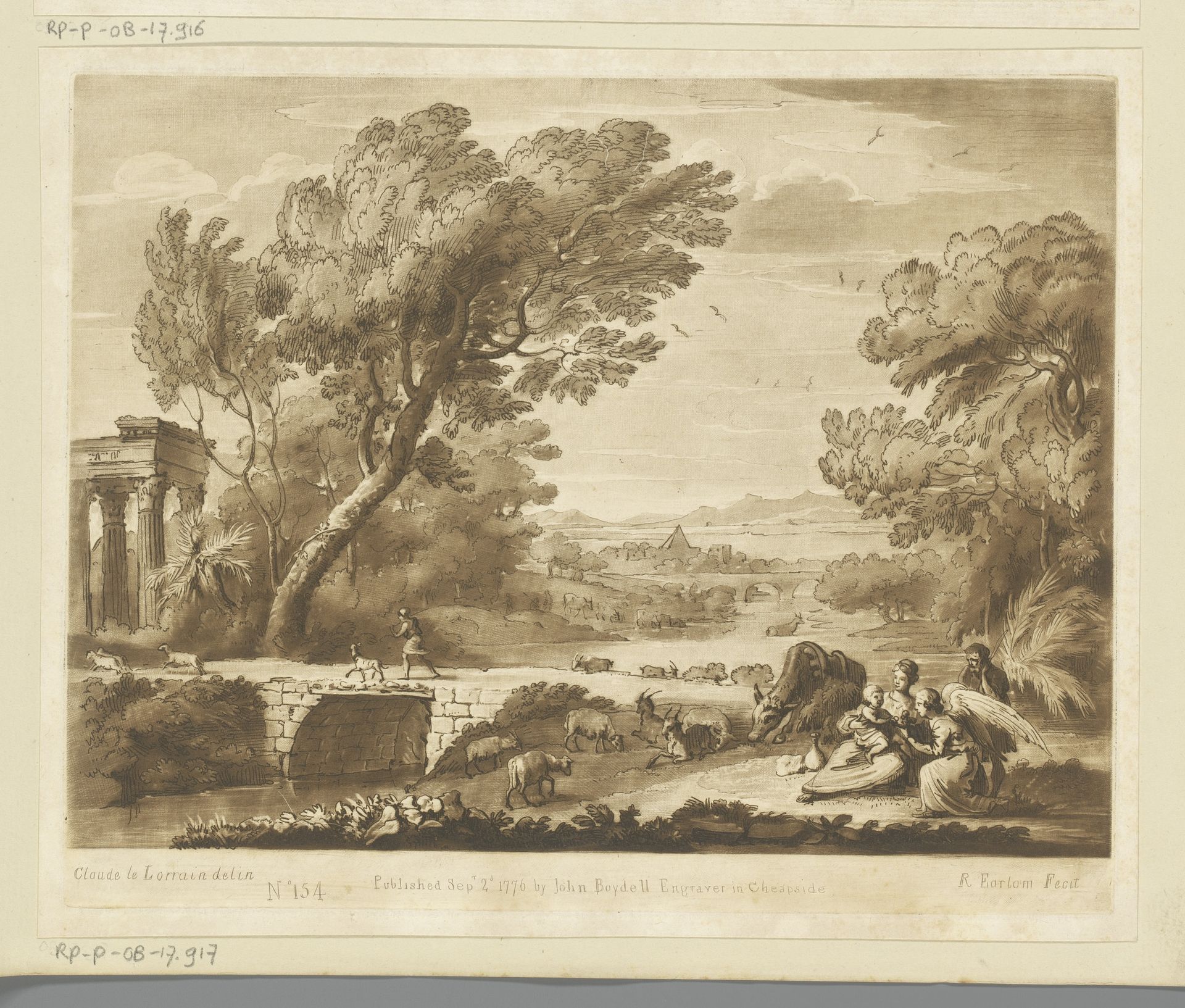 Landschap met ruïne en rust tijdens de vlucht naar Egypte by Richard Earlom