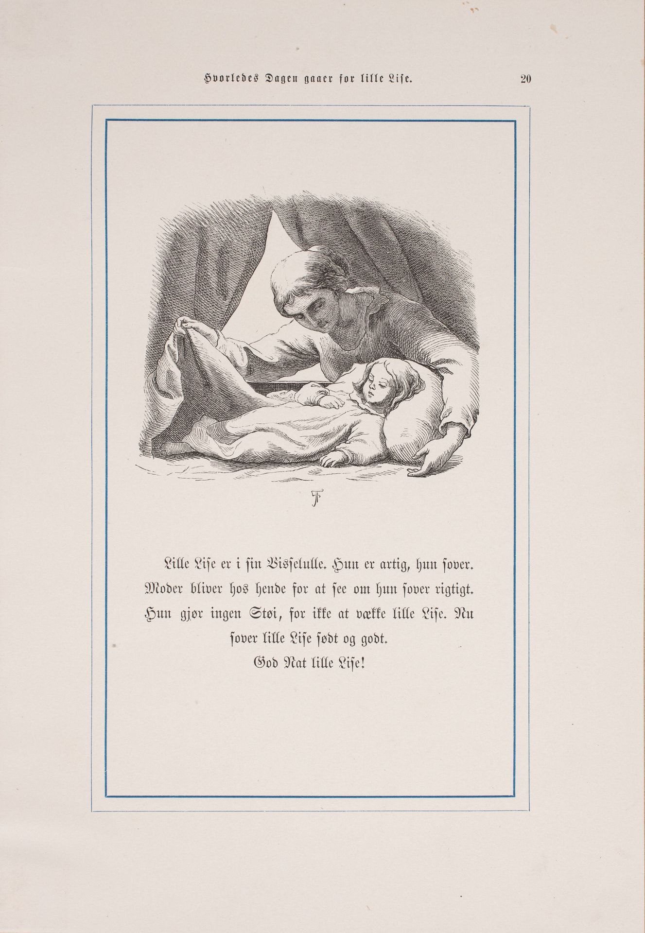 Illustration til "Hvorledes Dagen gaaer for Lille Lise" by Lorenz Frølich