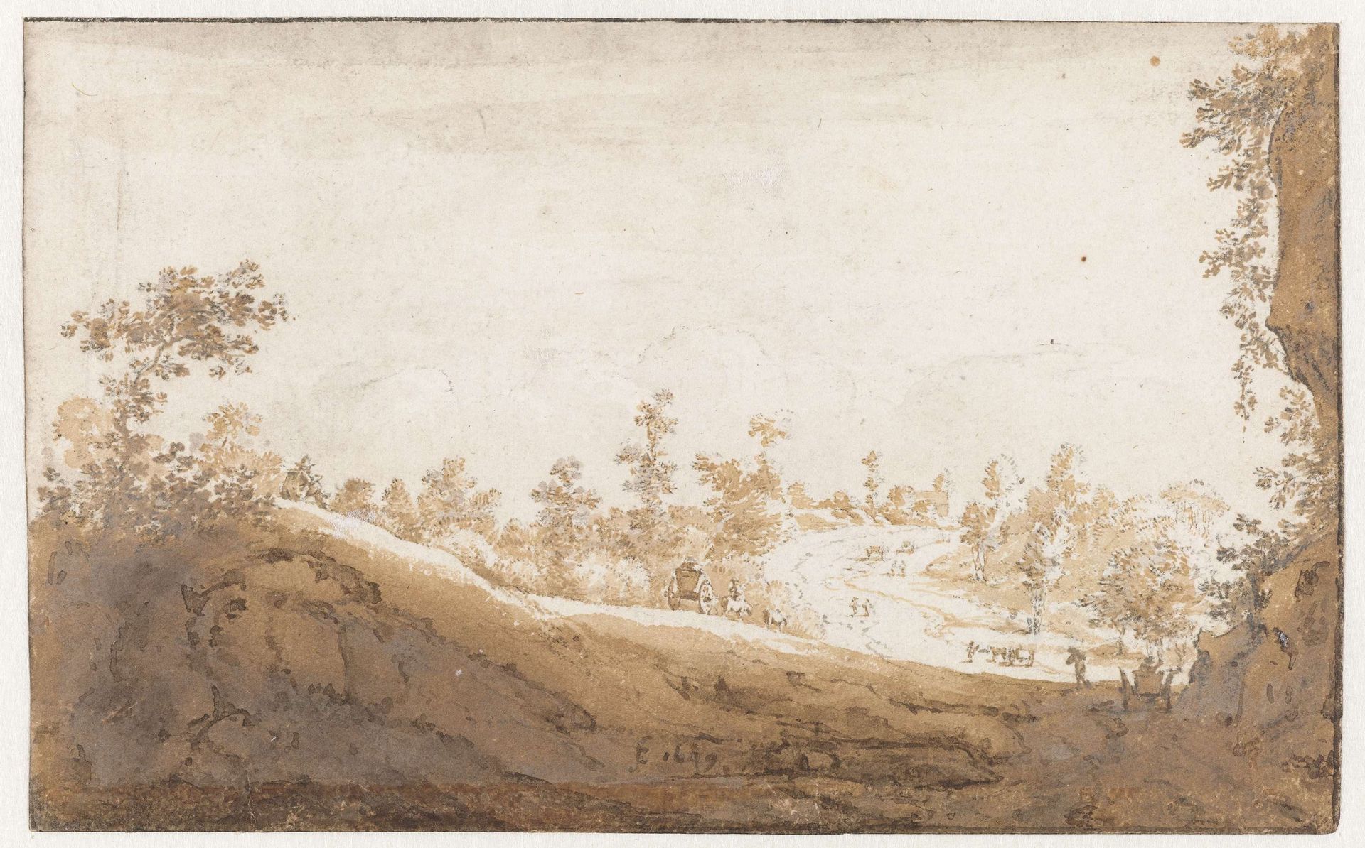Heuvellandschap met karren buiten Brussel by Jan de Bisschop