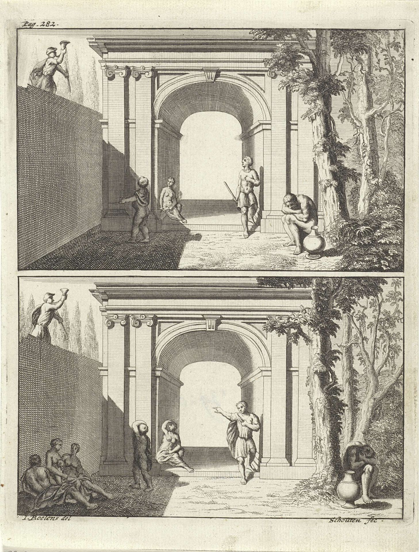 Illustraties met architectuur en figuurcomposities by Gilbert Schoute