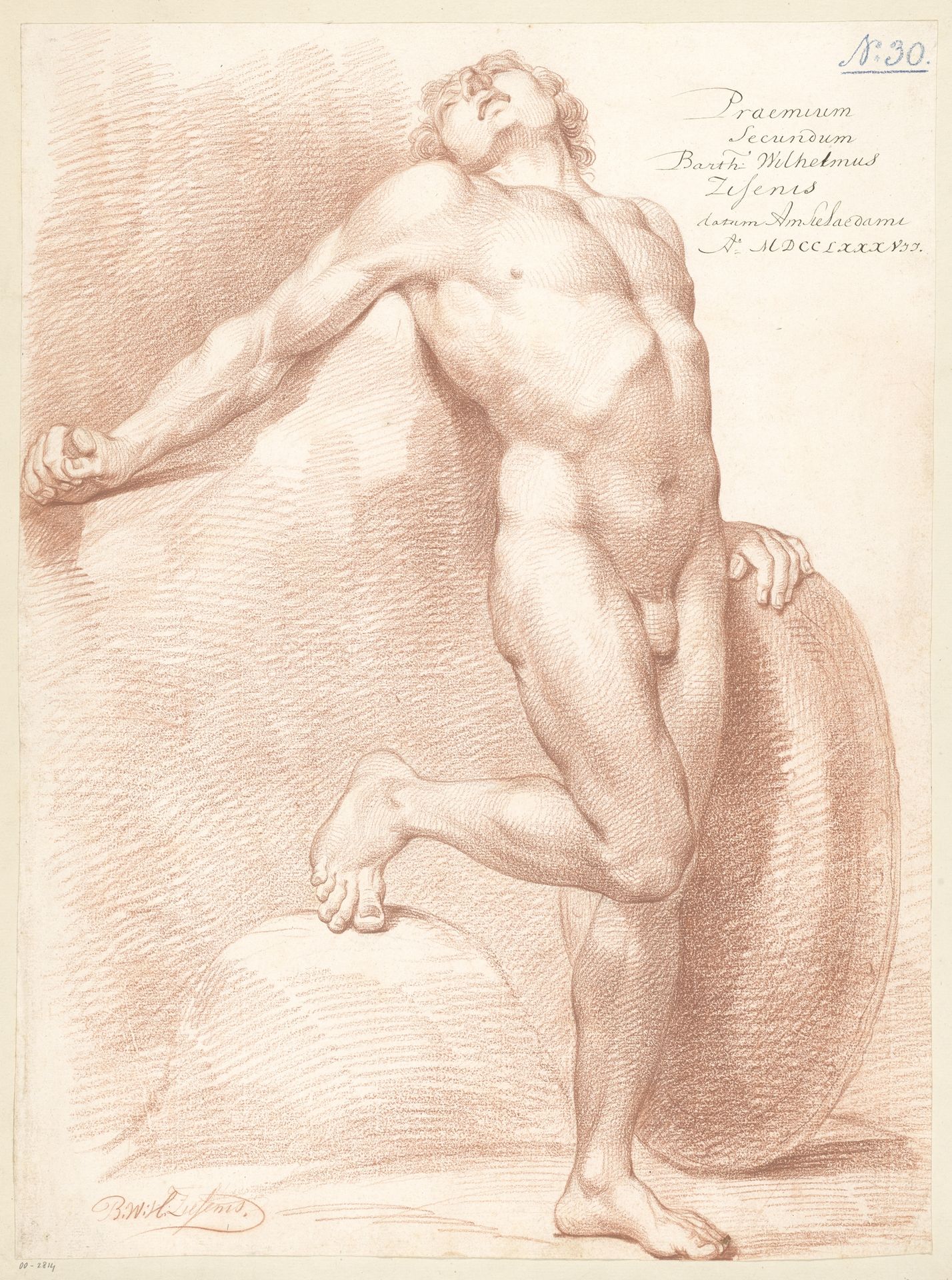 Staand mannelijk naakt, van voren gezien by Bartholomeus Ziesenis