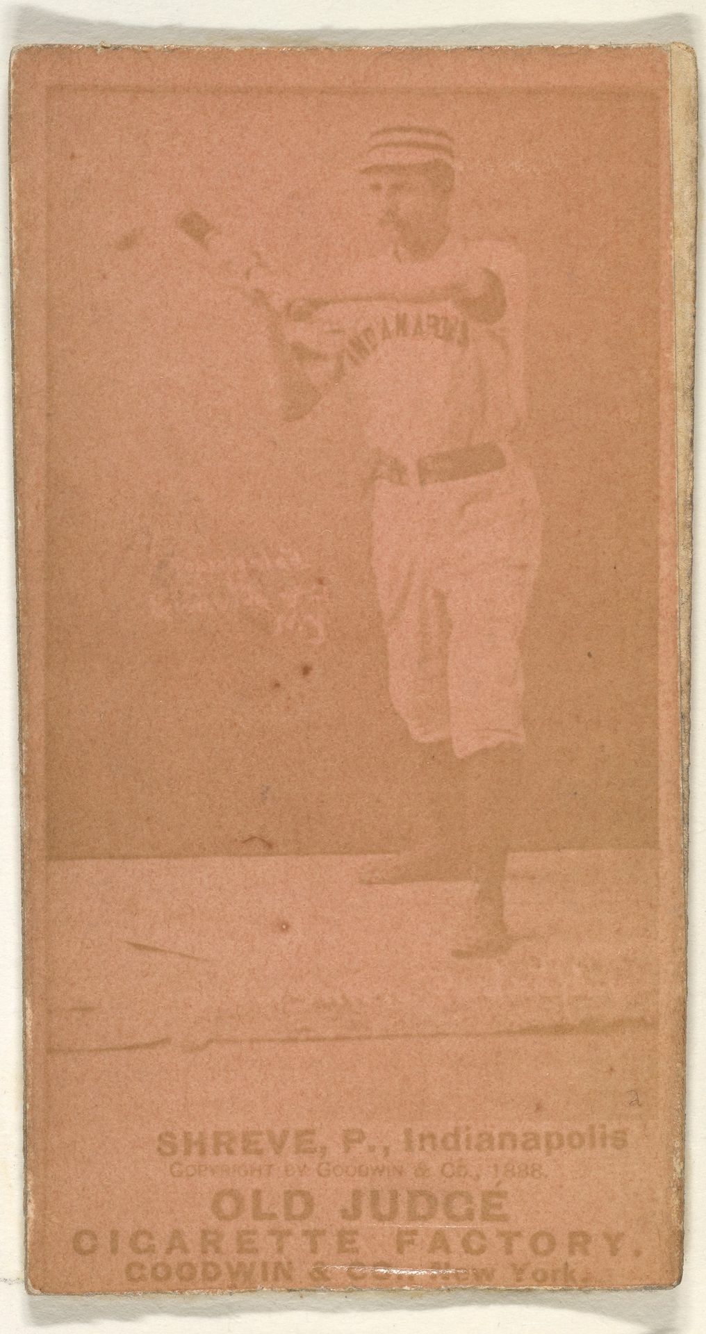 Lev Shreve, Pitcher, Indianapolis, from the Old Judge series (N172) for Old Judge Cigarettes by Goodwin & Company