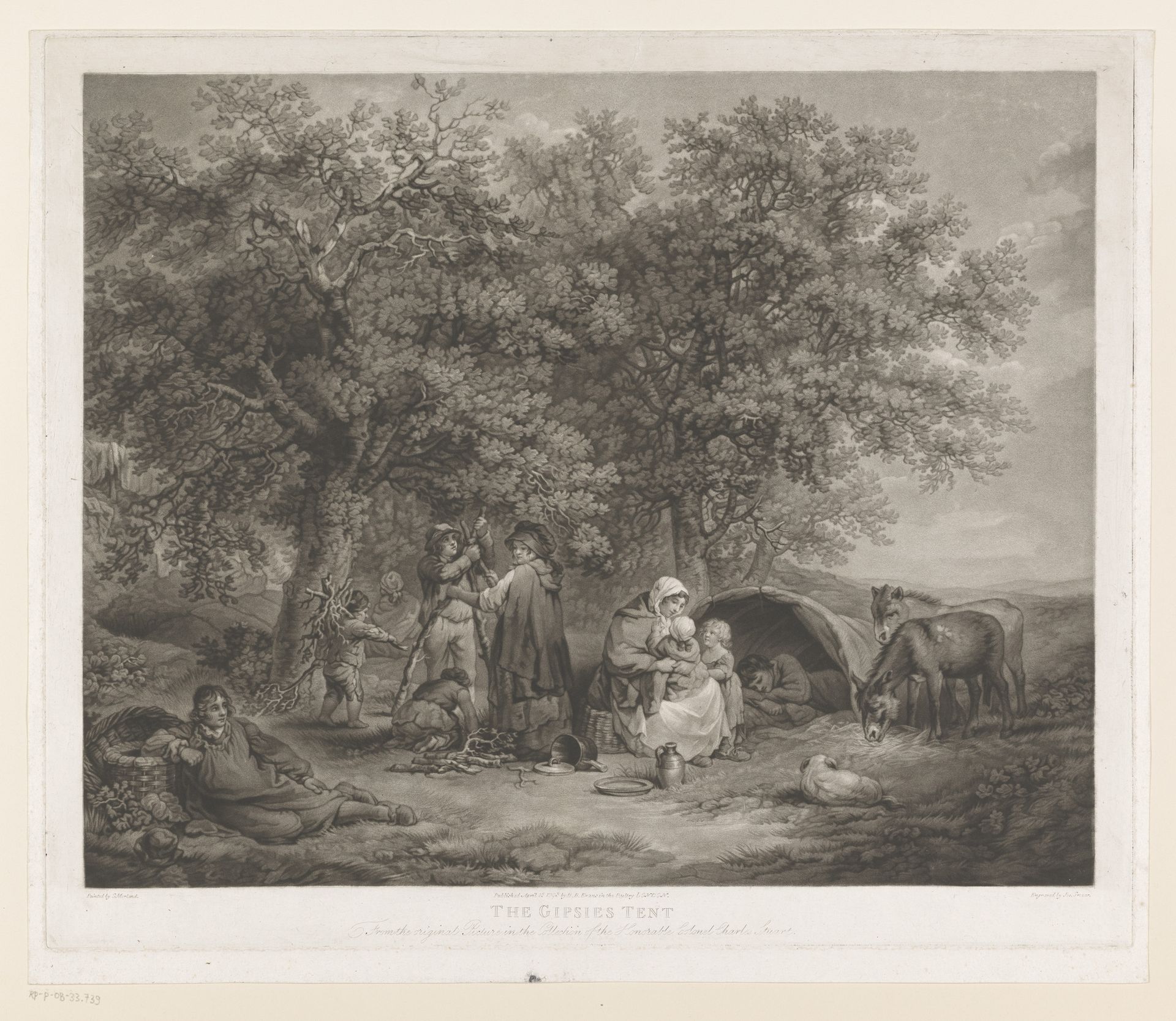 Groep mensen bij een tent maken een kampvuur by Joseph Grozer