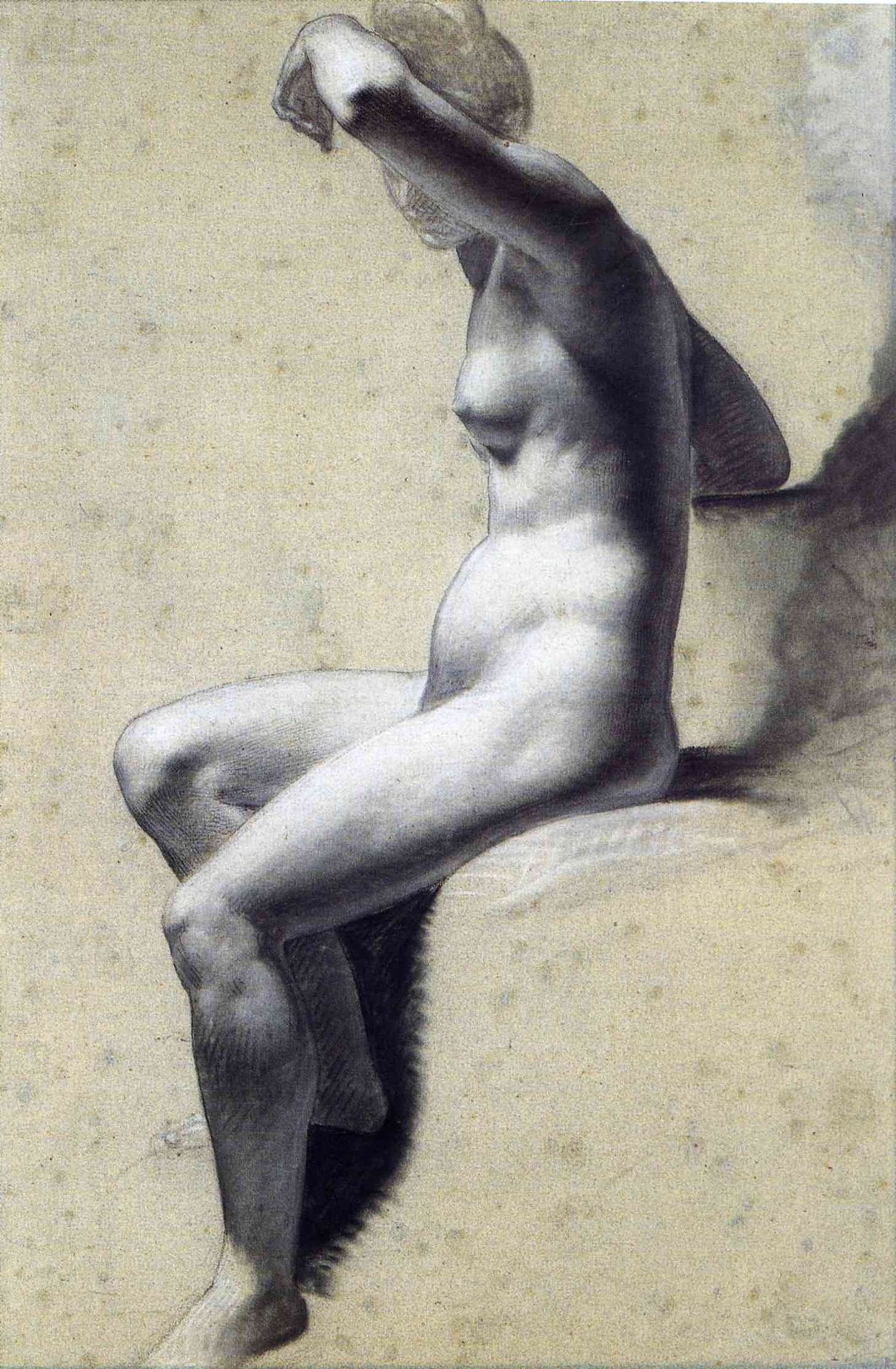 Drawing of Female Nude with charcoal and chalk by Pierre-Paul Prud'hon