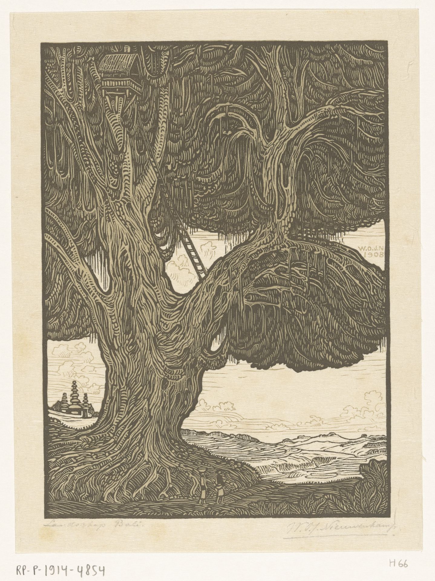 Waringin met boomhut in het zuiden van Bali by Wijnand Otto Jan Nieuwenkamp