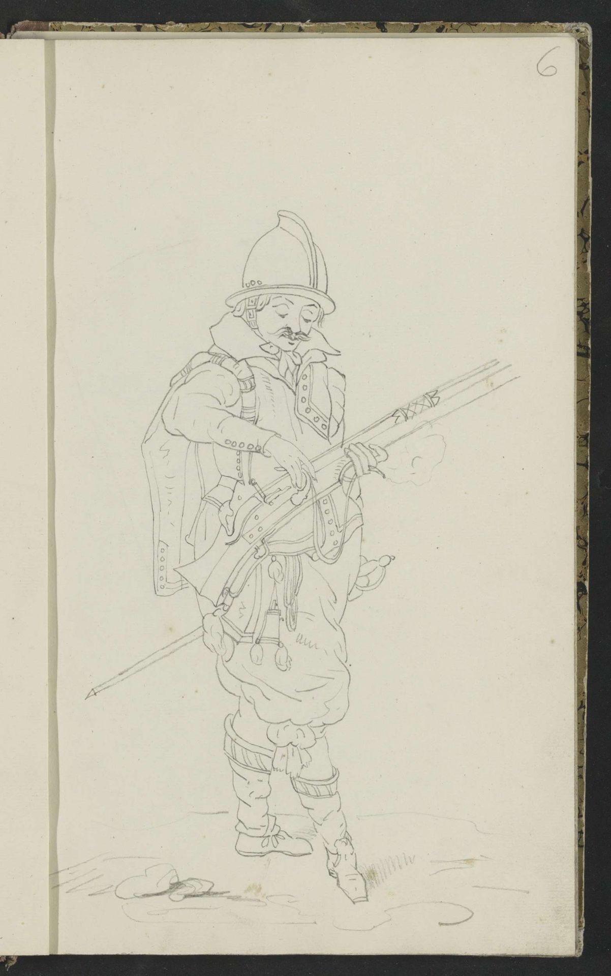 Soldaat die de pan van zijn musket sluit by Johannes Antonius Canta