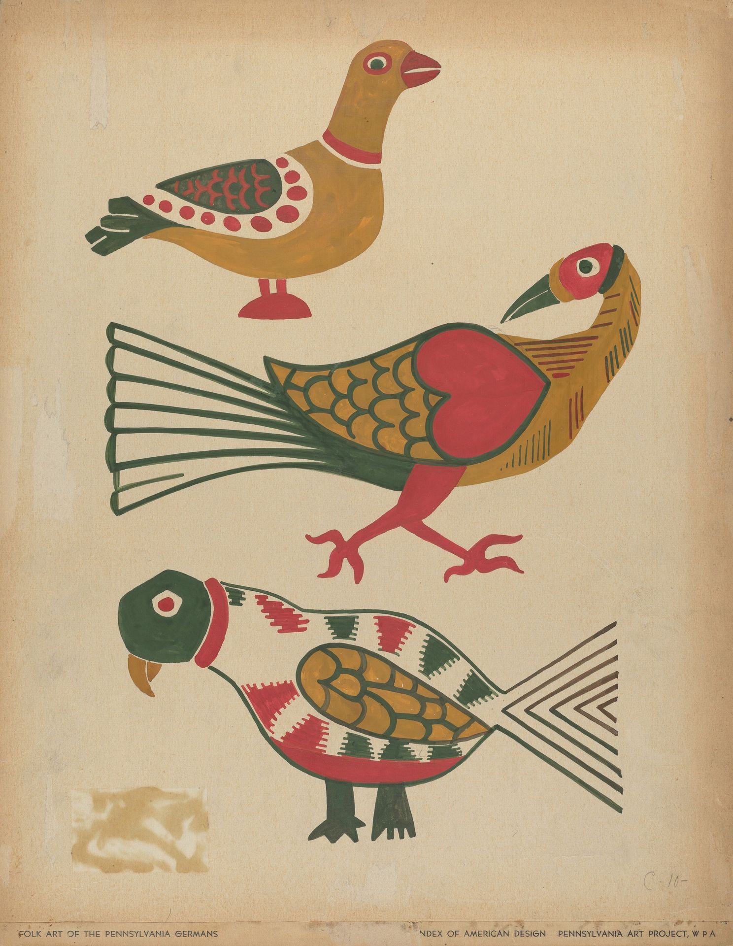 Drawing for Plate 10: From the Portfolio "Folk Art of Rural Pennsylvania" by Anonymous