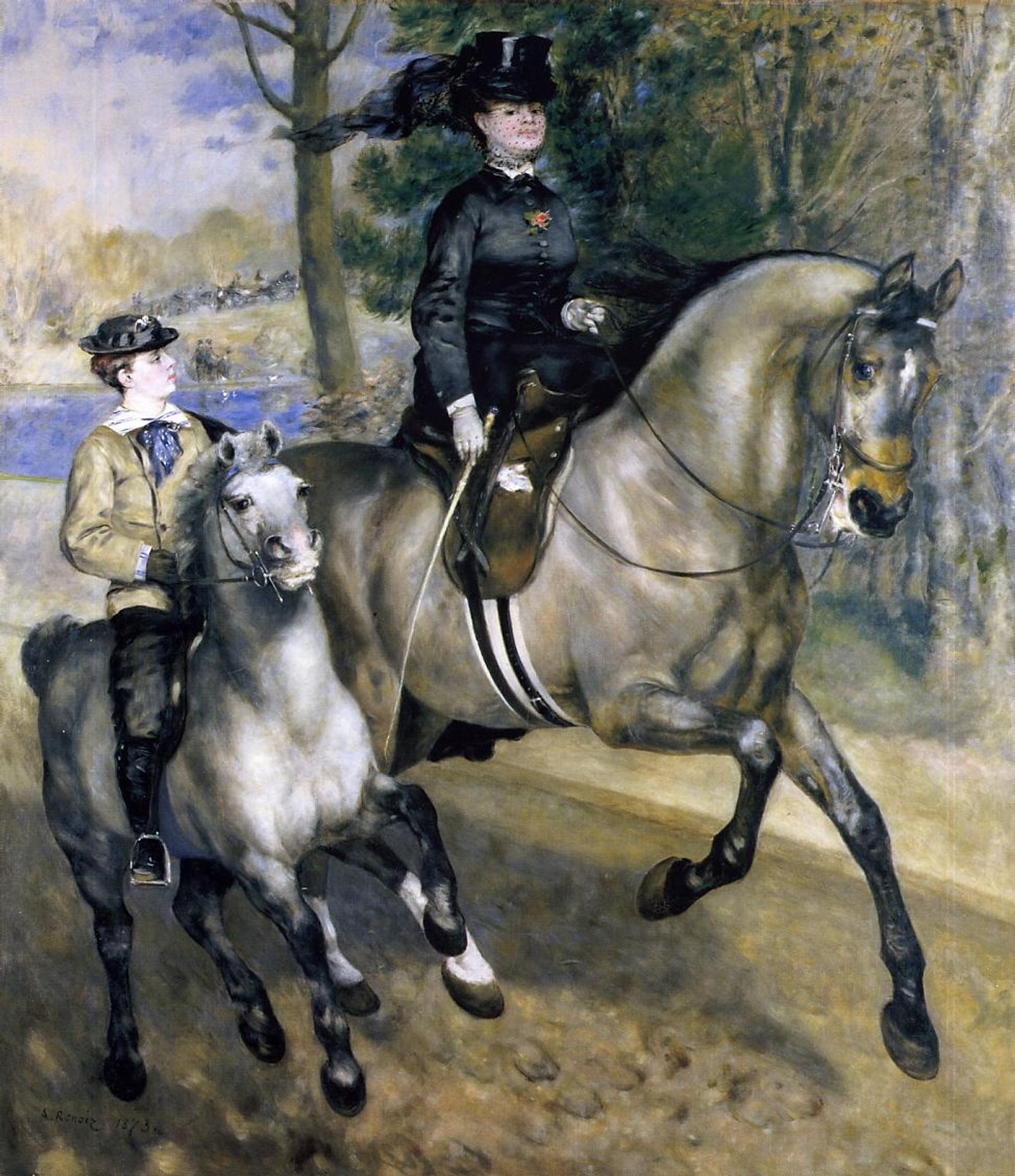 Riding in the Bois de Boulogne (Madame Henriette Darras or The Ride) by Pierre-Auguste Renoir