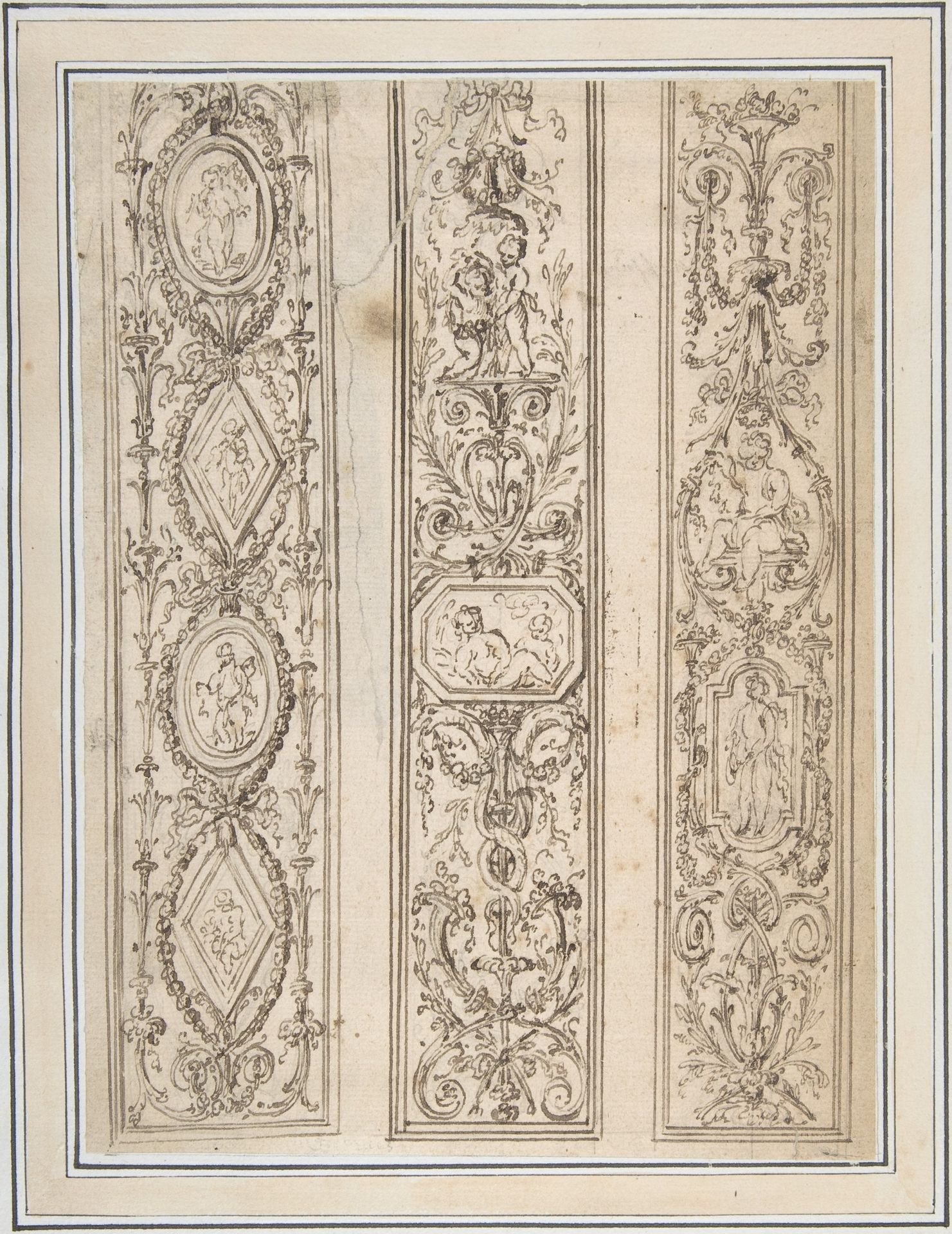 Design for Three Upright Panels of Ornament Arabesques by Anonymous