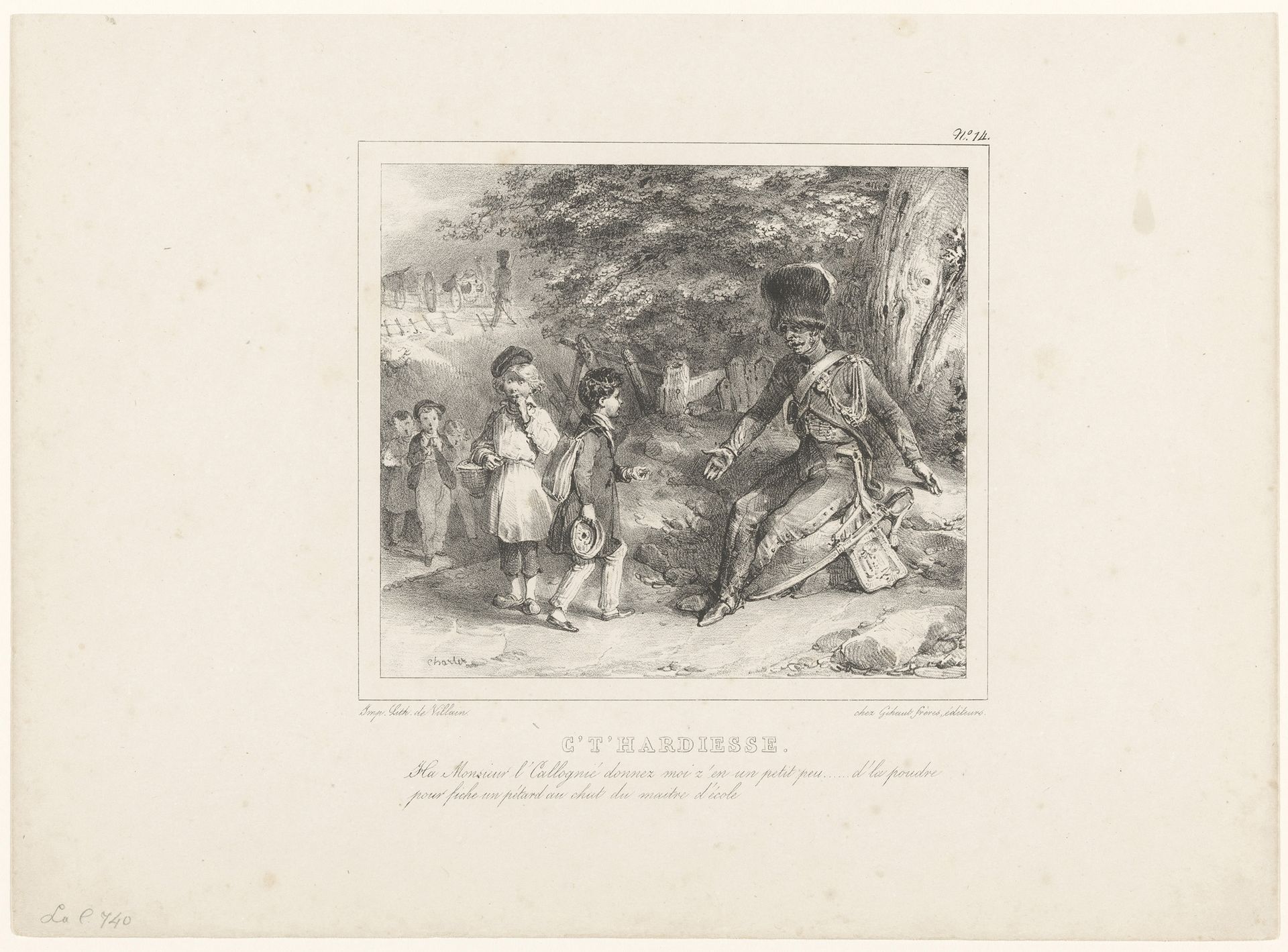 Kleine jongen vraagt een artillerist om wat buskruit by Nicolas Toussaint Charlet