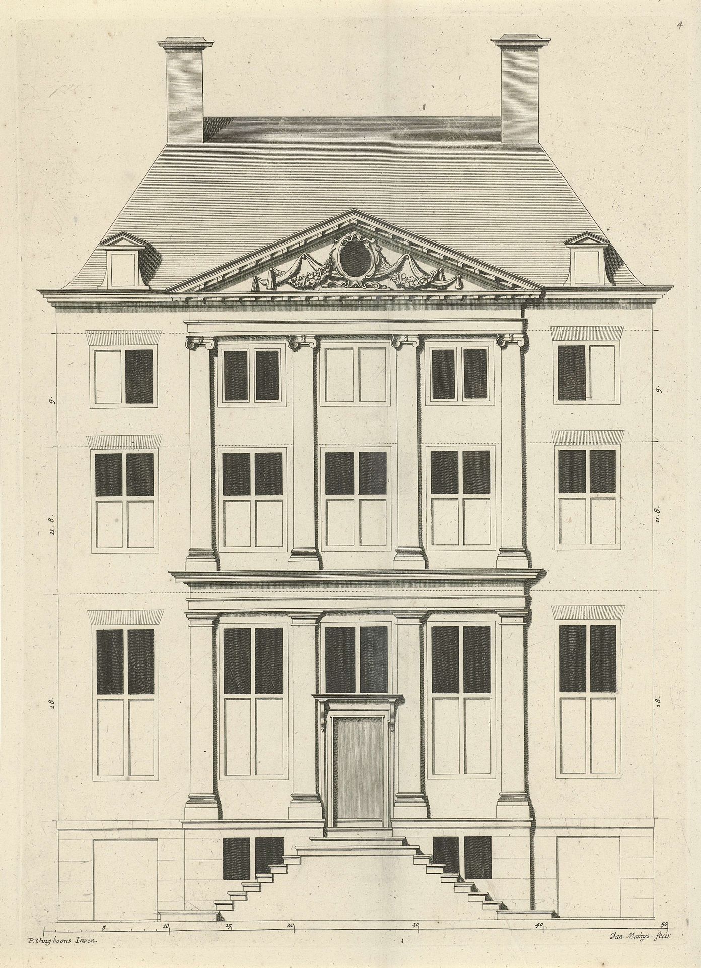 Voorzijde van een huis aan de Oudezijds Voorburgwal te Amsterdam by Jan Matthysz.