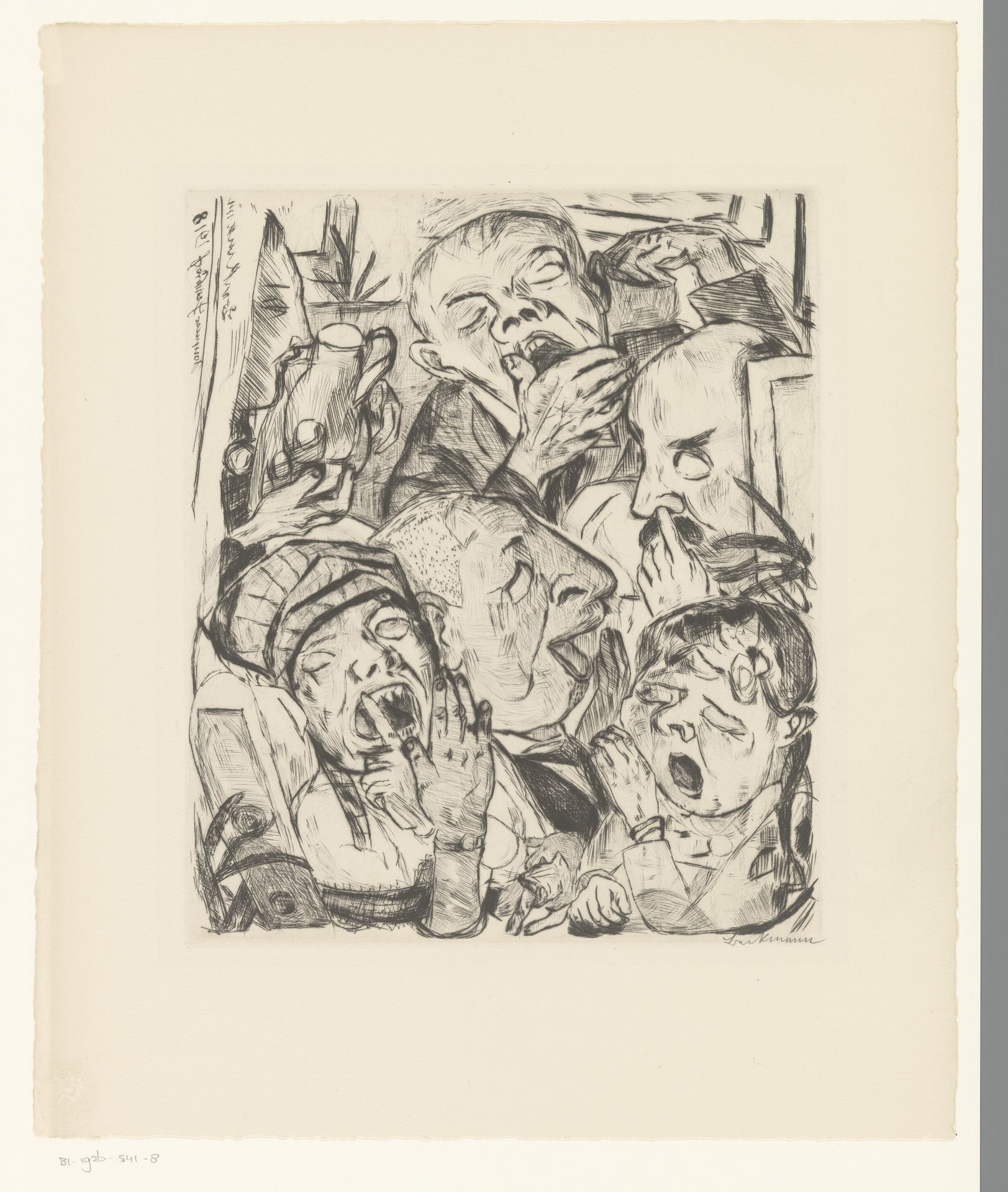 Groep geeuwende mensen by Max Beckmann