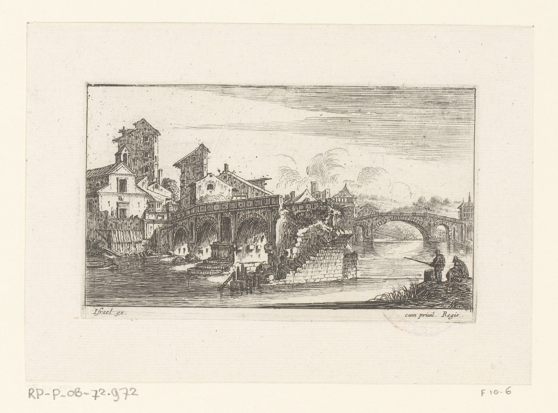 Gezicht op de ponte Santa Maria by Israel Silvestre