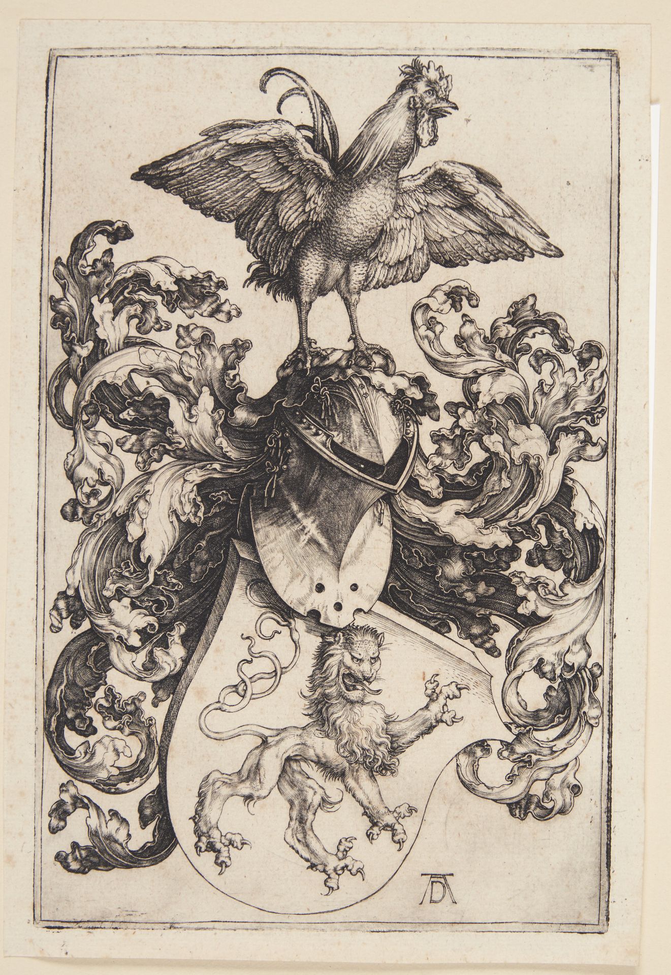 Coat-of-arms with lion and rooster by Albrecht Dürer