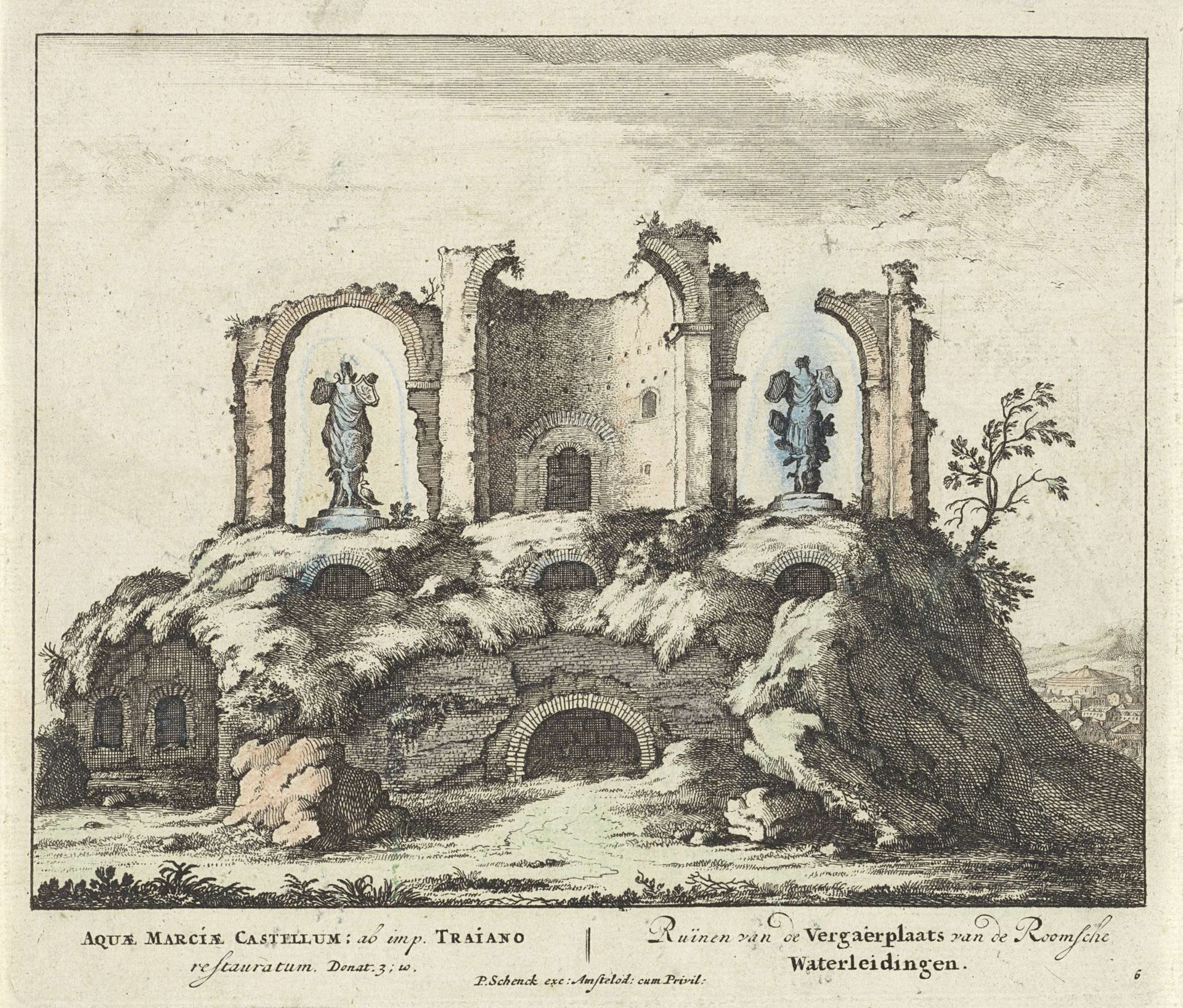 Ruïne met bogen en beelden in Rome by Anonymous