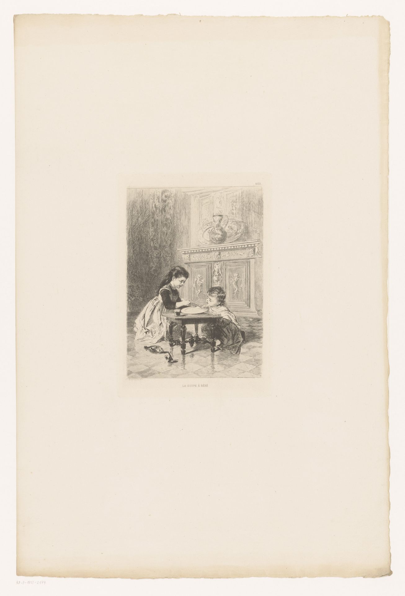 Dinerende kinderen by Adolphe Lalauze