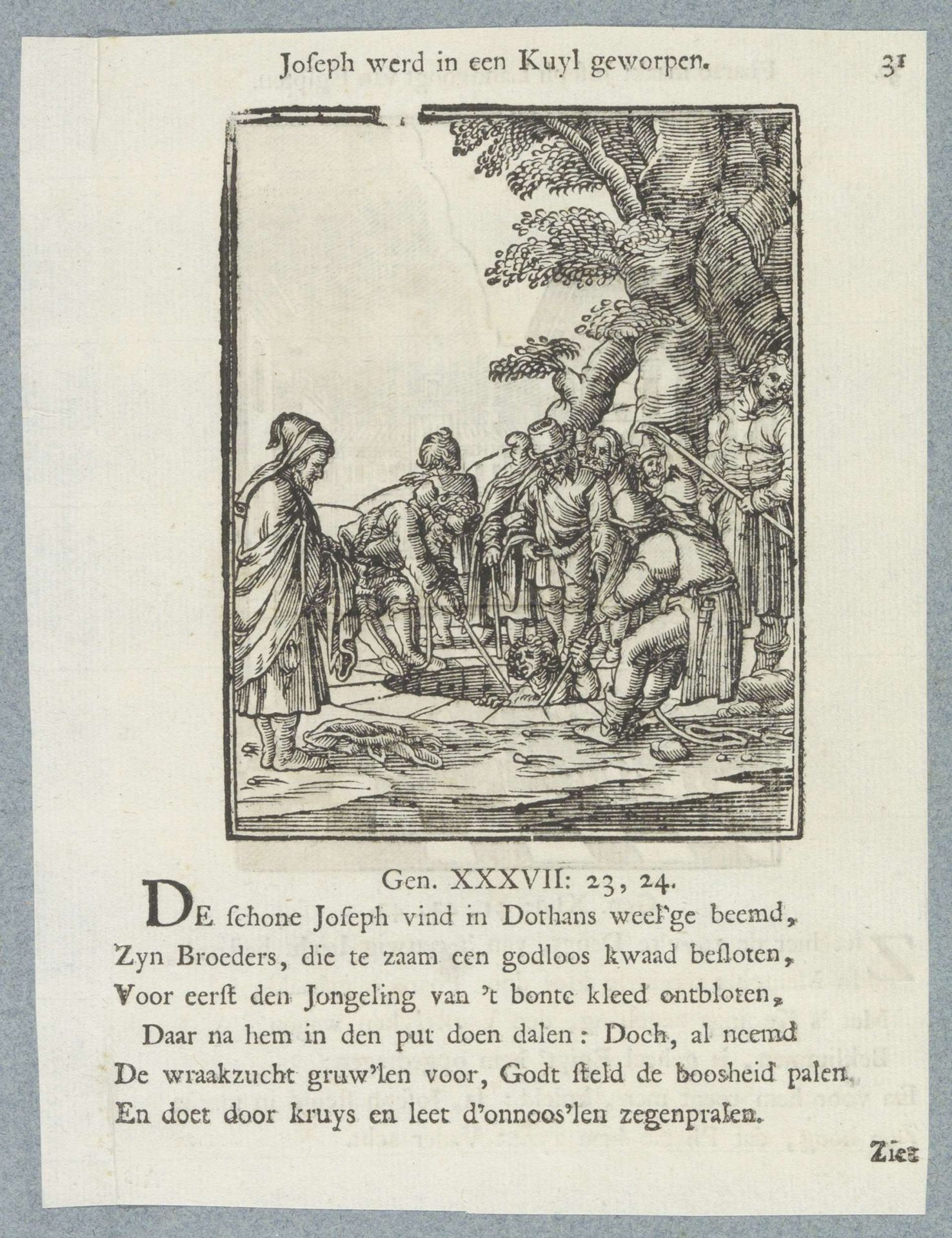 Jozef wordt door zijn broers uit put getrokken by Christoffel van (II) Sichem