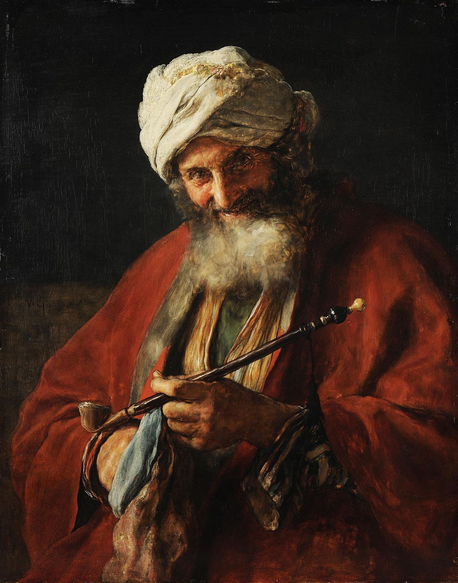 Middle Easterner with Pipe by Nikolaos Gyzis