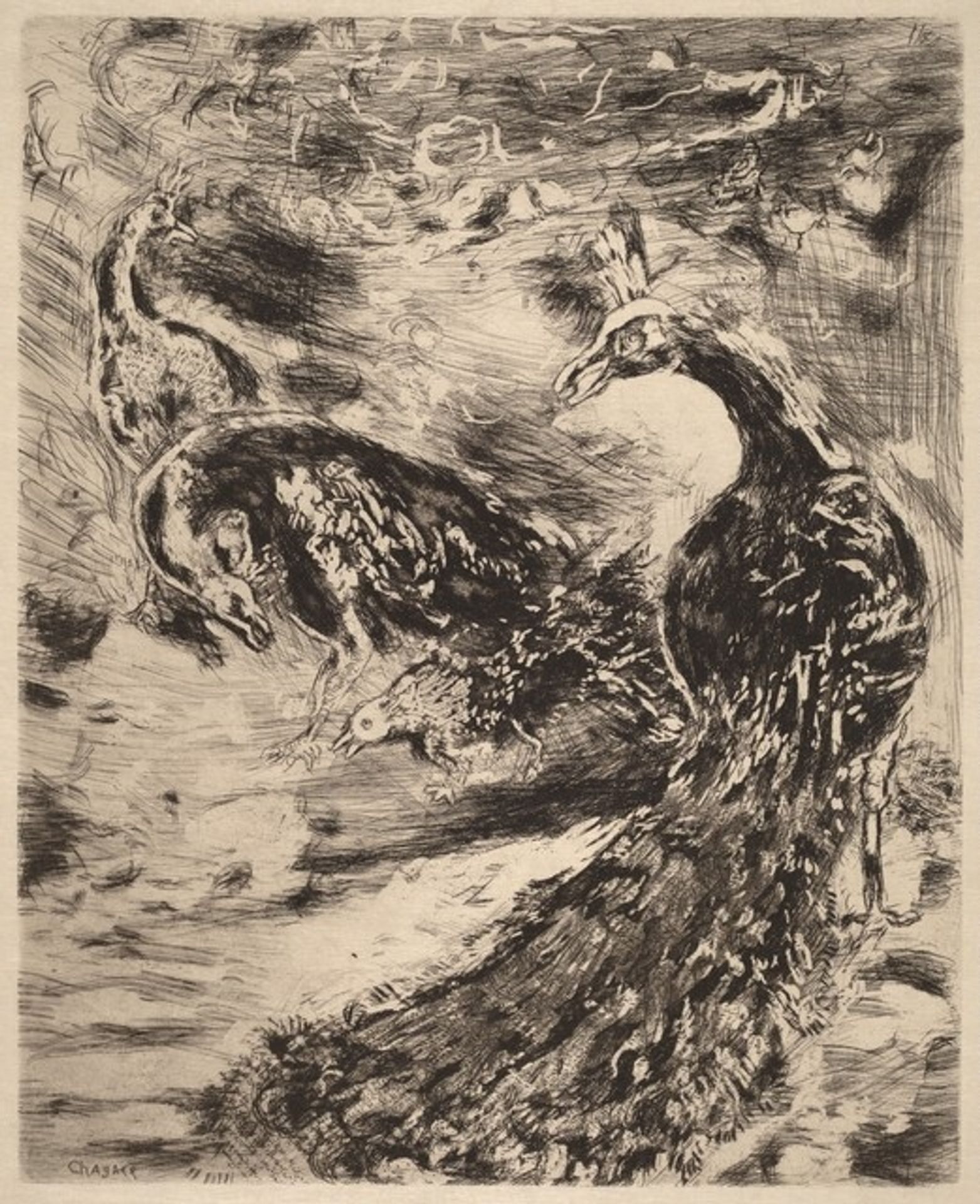 The Jay Dressed in Peacock's Plumes by Marc Chagall