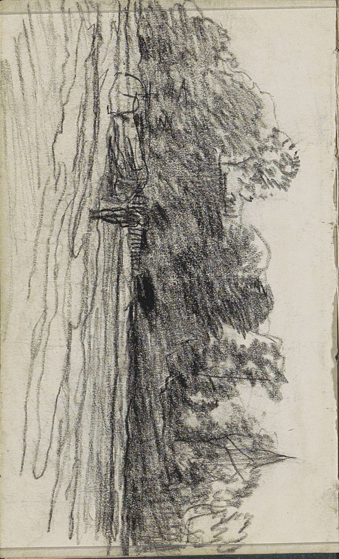Geploegd veld naast een groep bomen by Anton Mauve